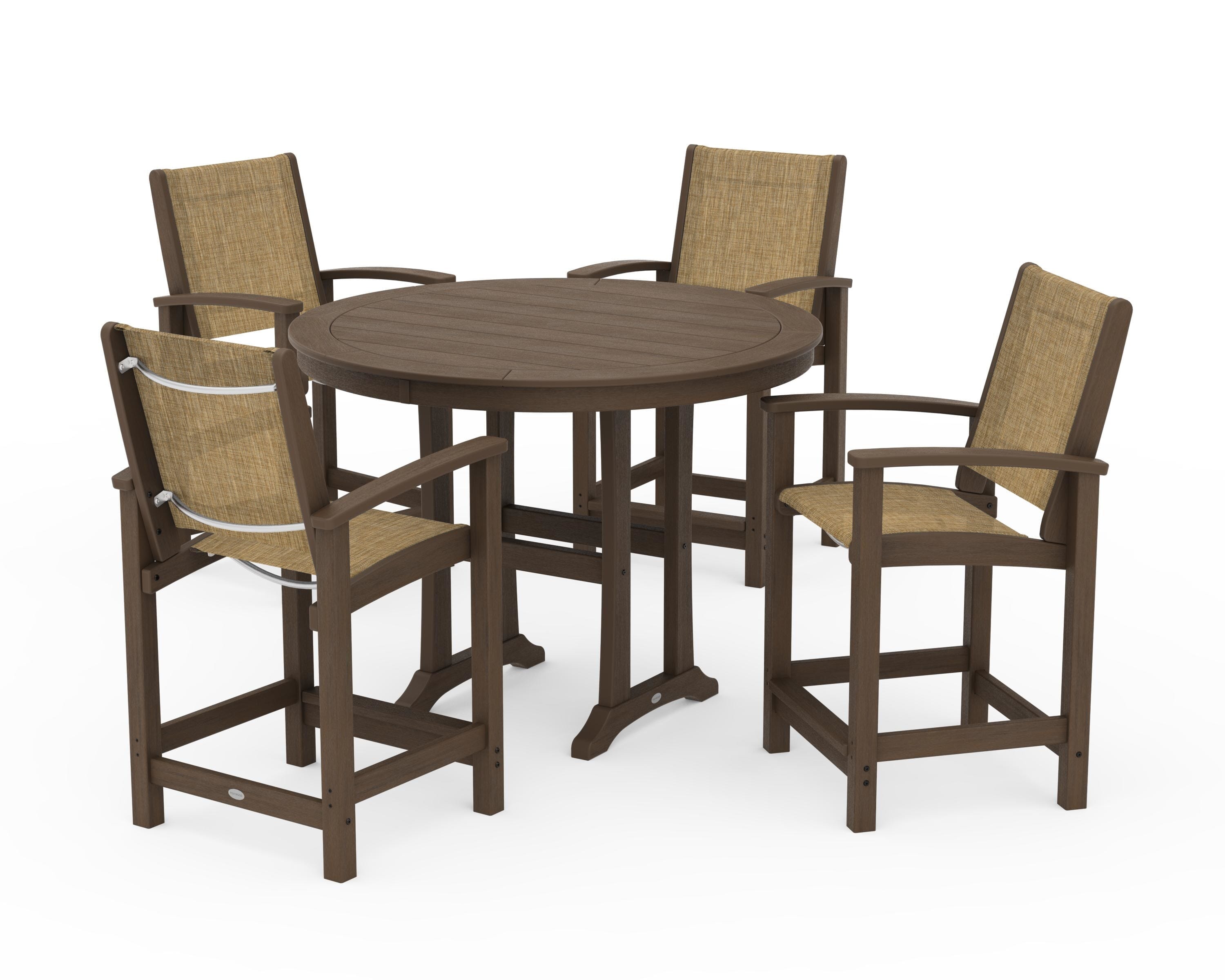 POLYWOOD Coastal 5-Piece Counter Set in Kona / Burlap Sling