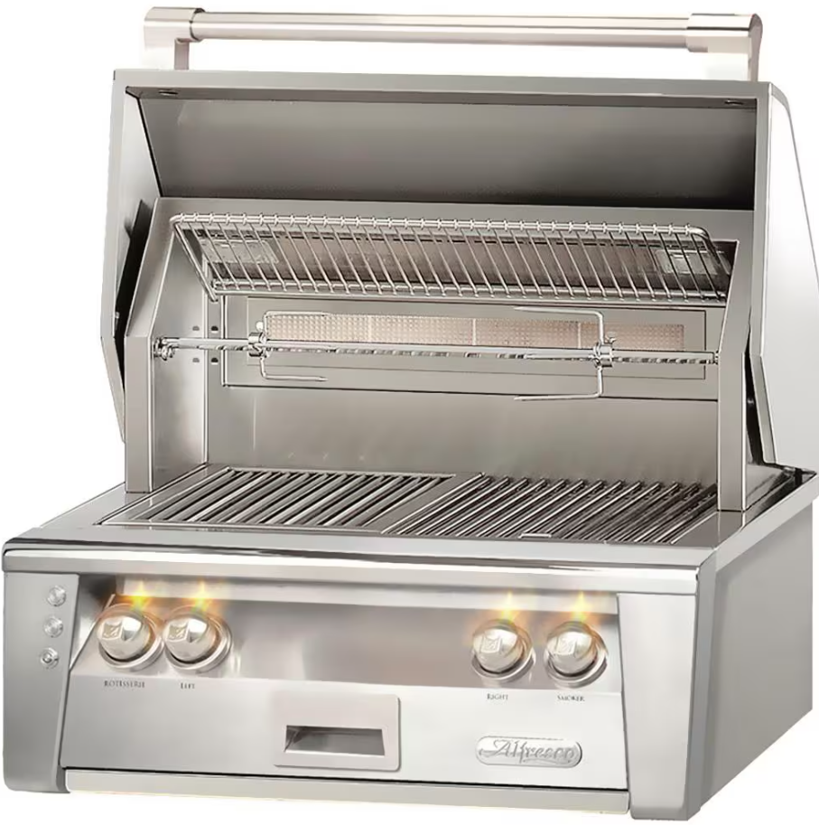 Alfresco ALXE 30-Inch Built-In Gas Grill With Rotisserie