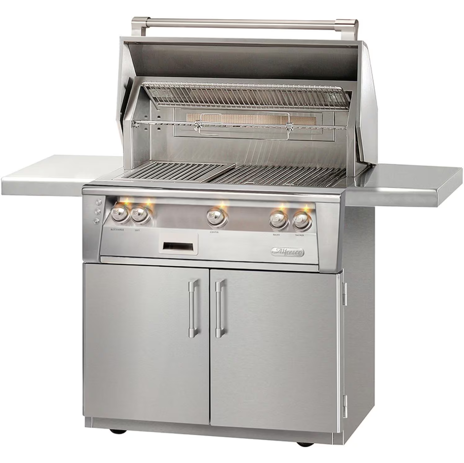 Alfresco ALXE 36-Inch Built-In Gas Grill On Cart With Rotisserie
