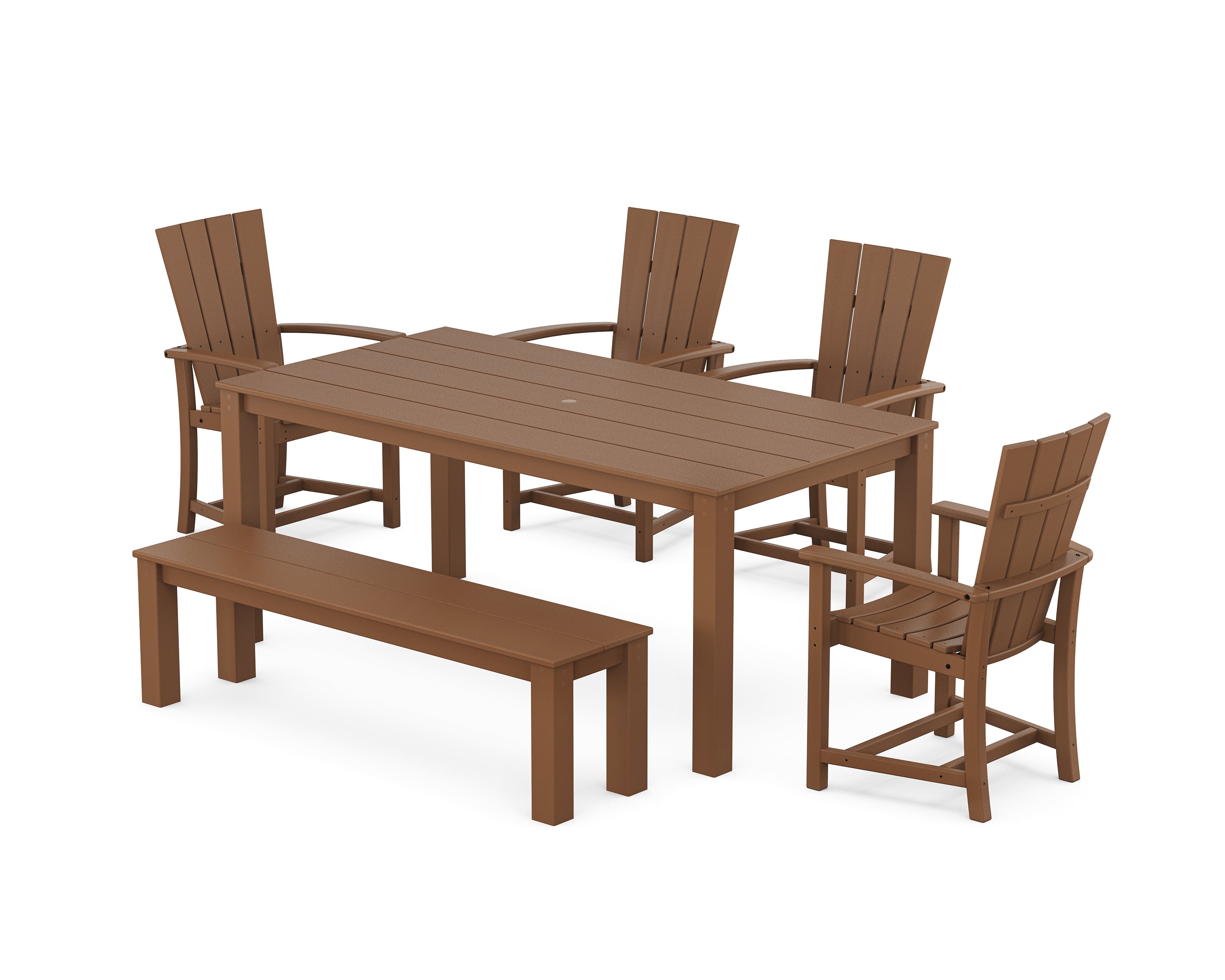POLYWOOD® Quattro 6-Piece Parsons Dining Set with Bench in Teak