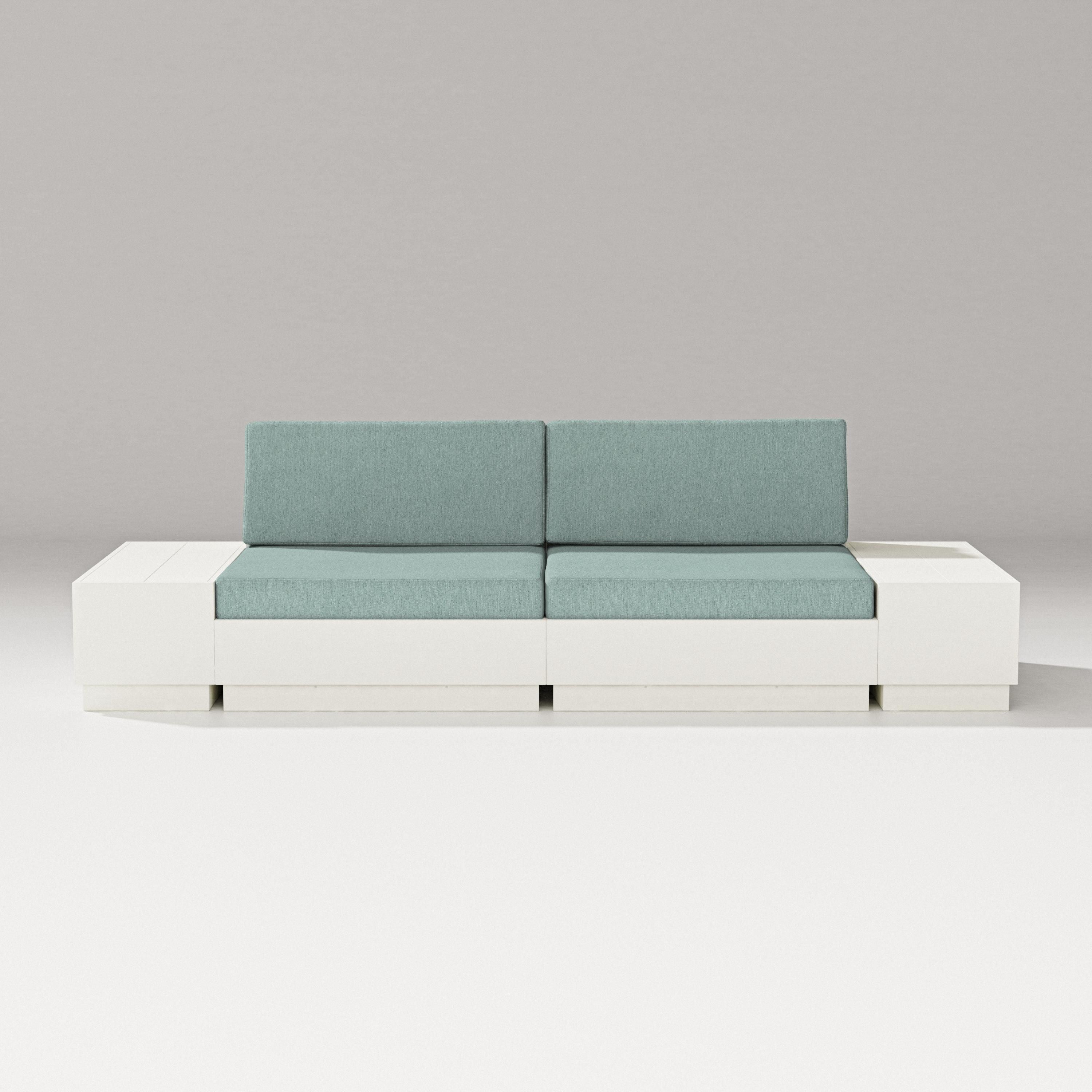 PW Designer Series Elevate 4-Piece Loveseat Sectional in Vintage White / Glacier Spa