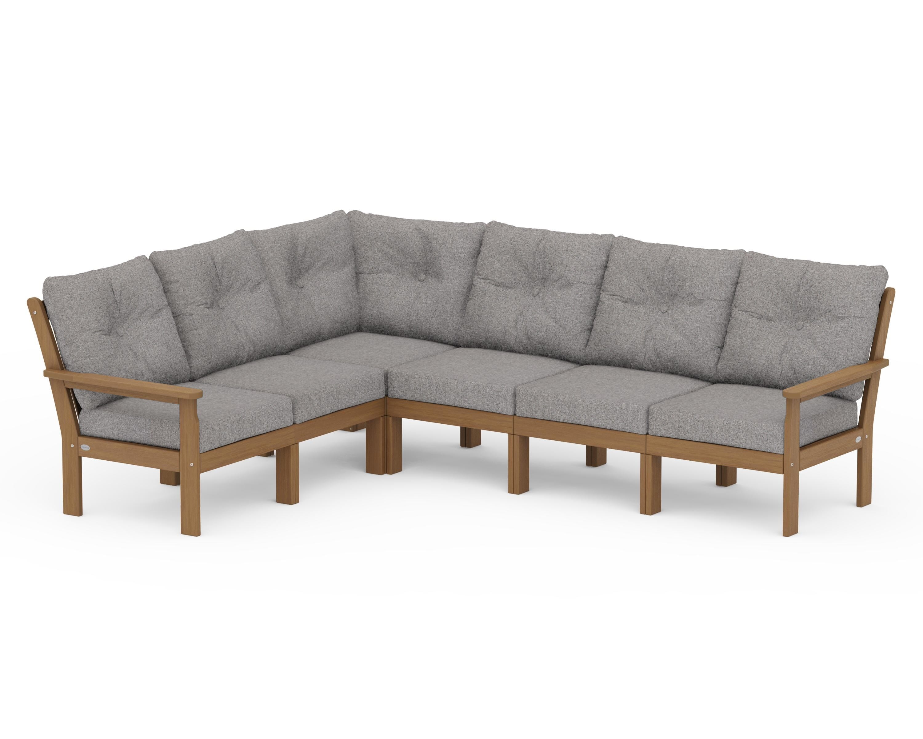 POLYWOOD Vineyard 6-Piece Sectional in Natural / Grey Mist