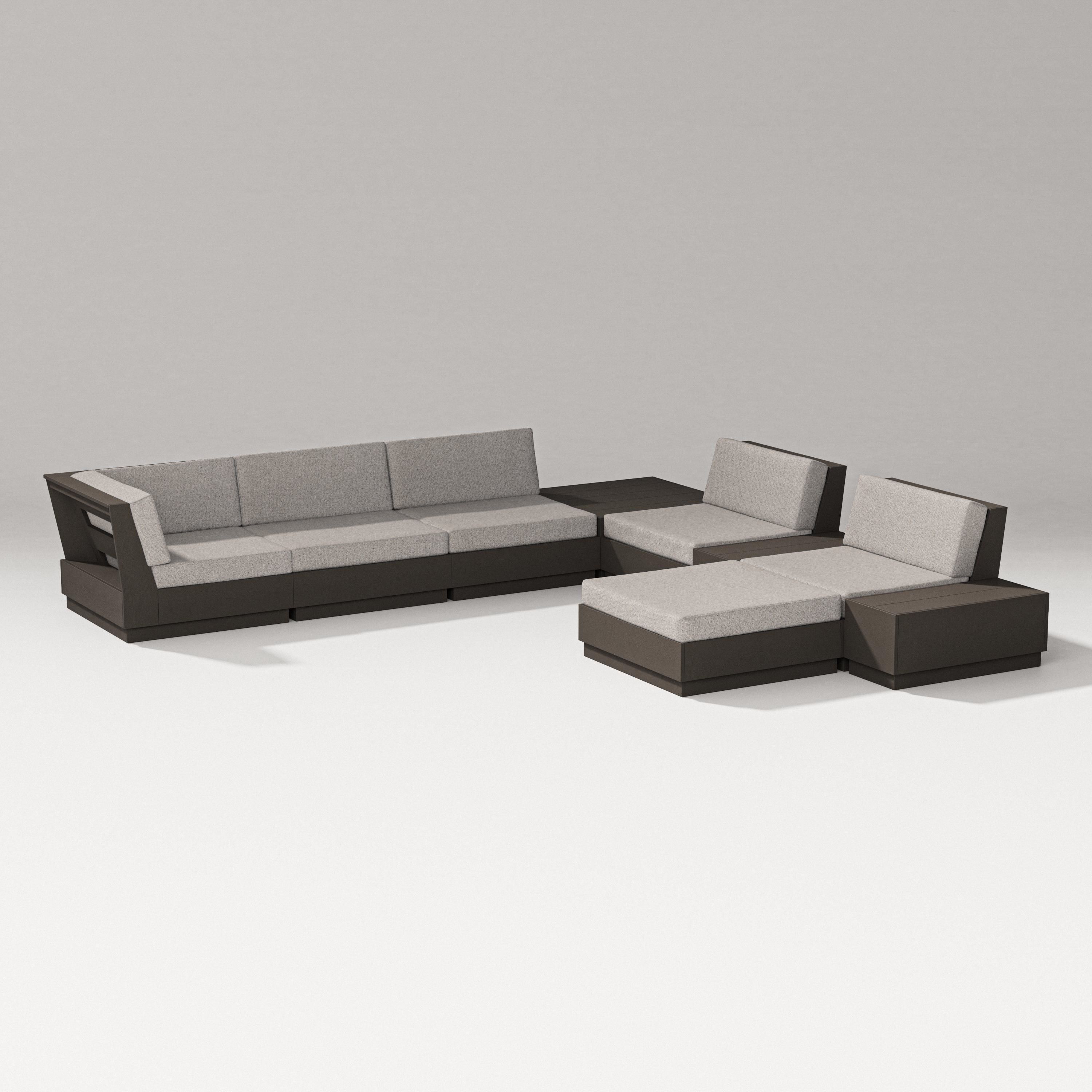 PW Designer Series Elevate 9-Piece Conversation Sectional in Vintage Coffee / Weathered Tweed