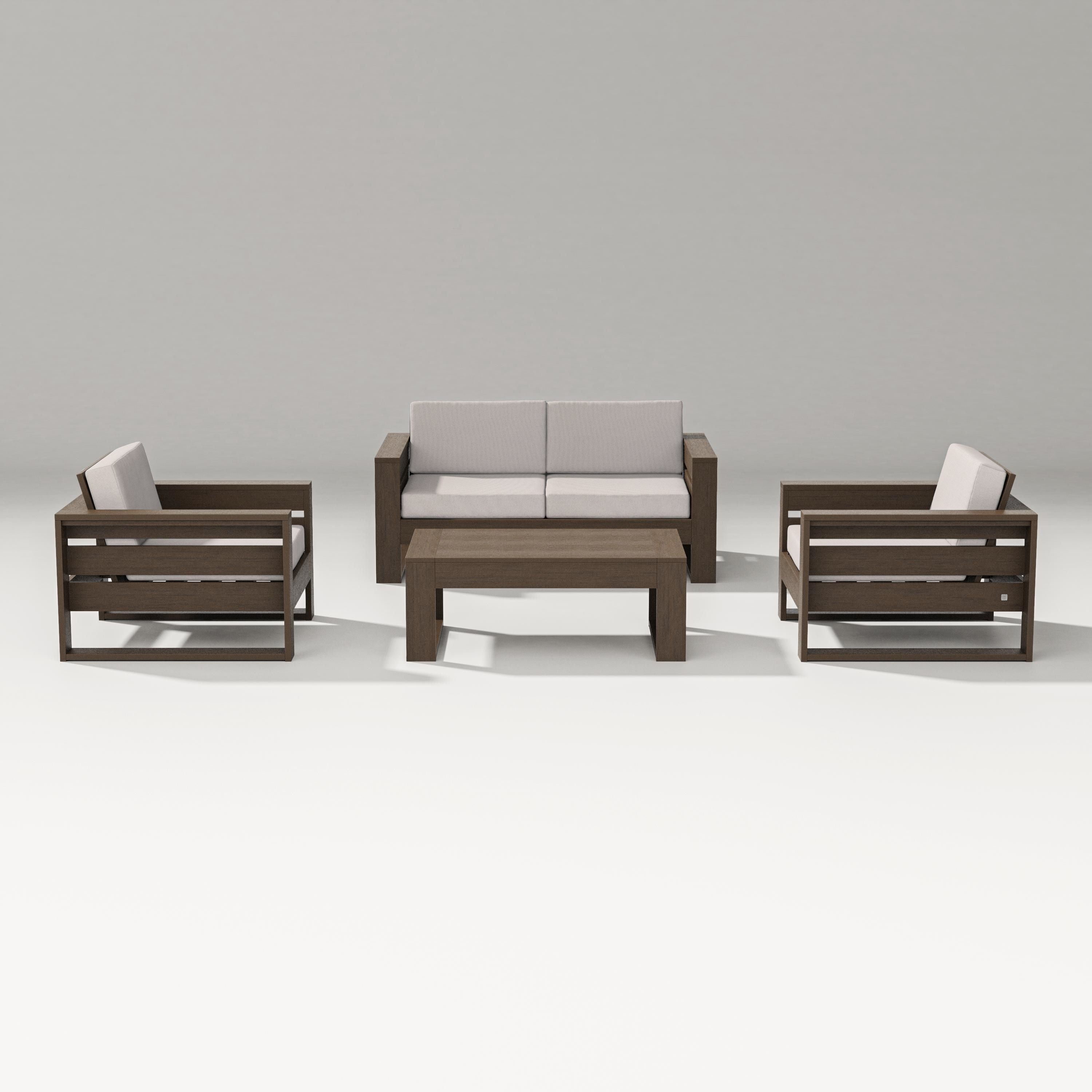 PW Designer Series Latitude 4-Piece Lounge Loveseat Set in Kona / Dune Burlap