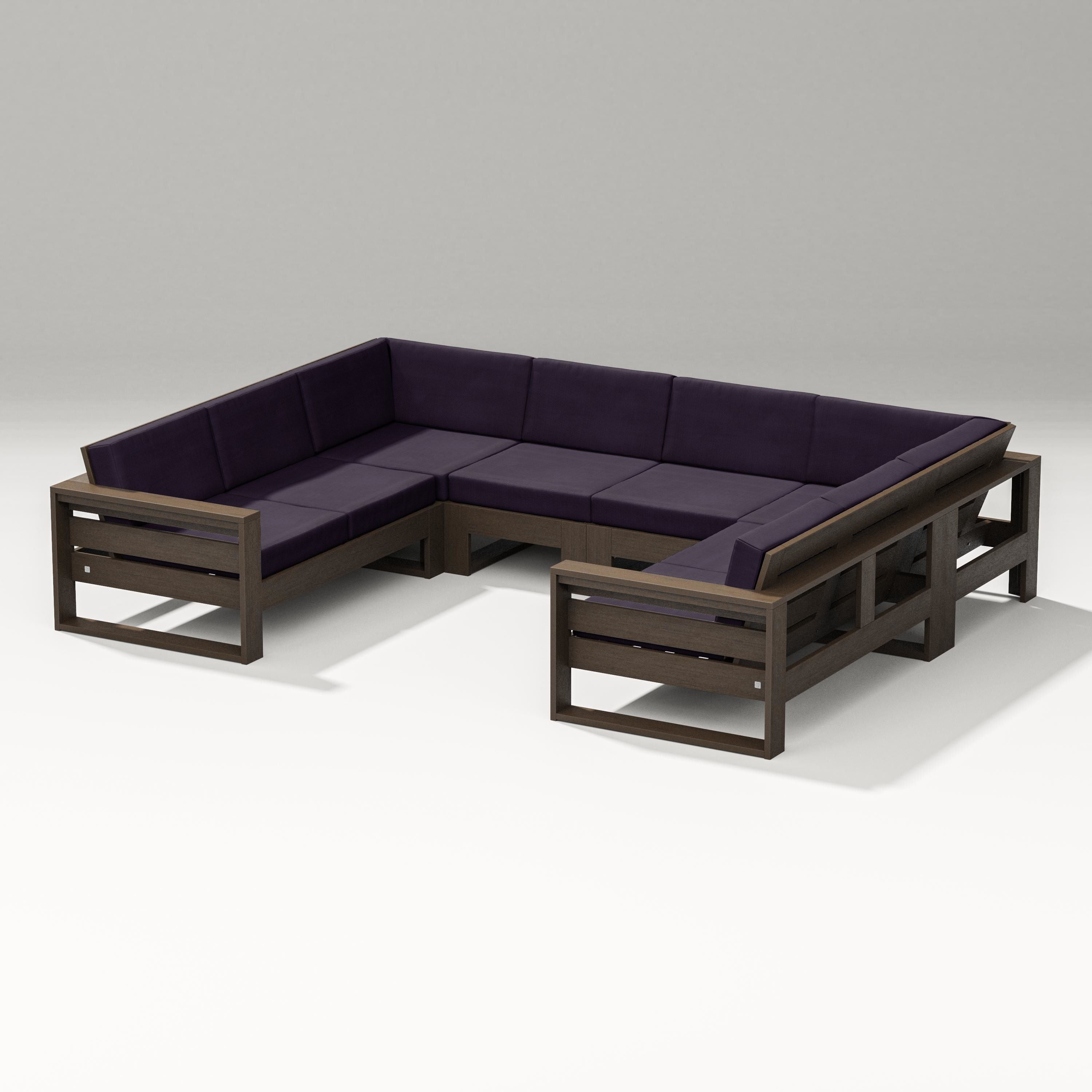 PW Designer Series Latitude U-Shaped Sectional in Kona / Navy Linen