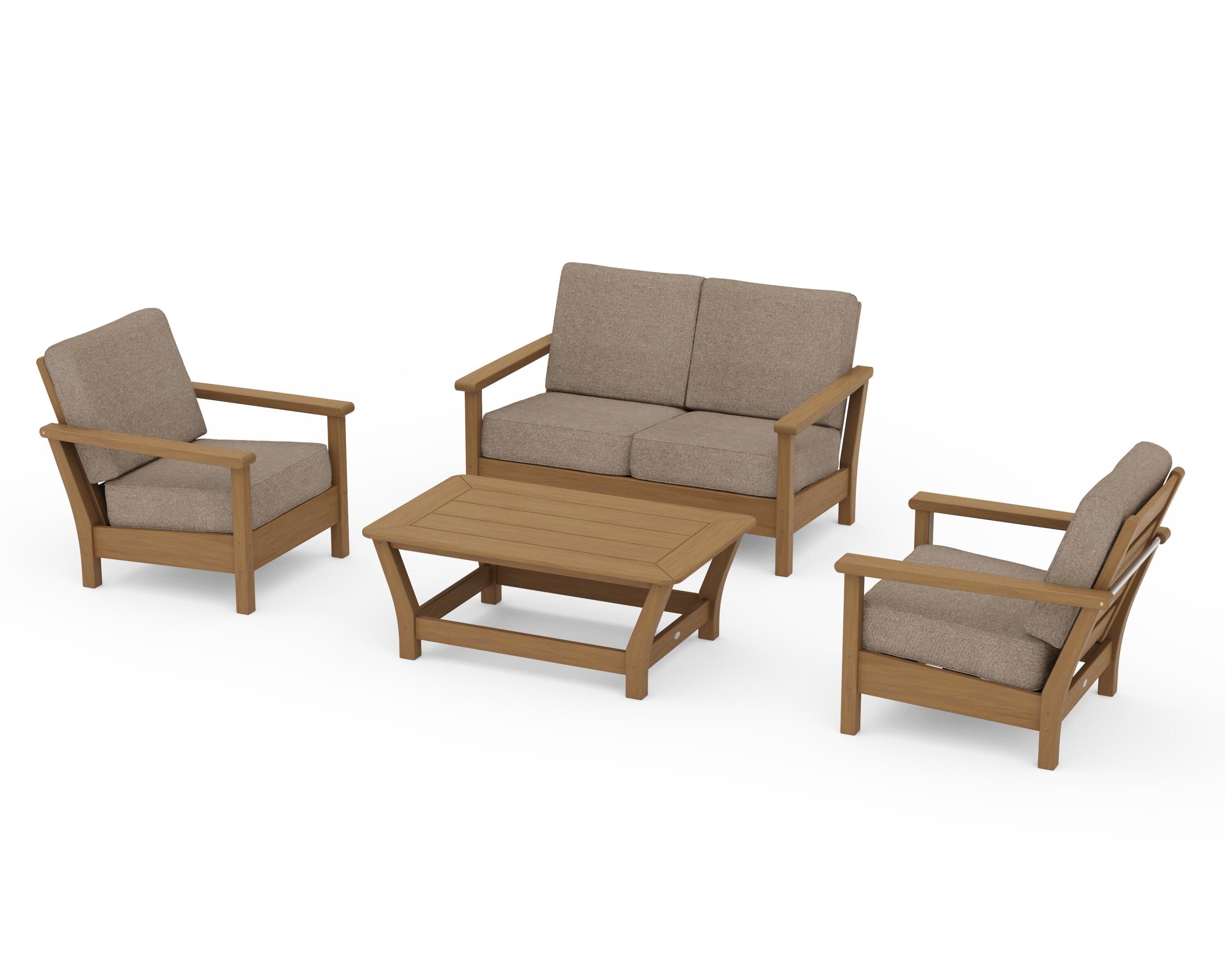 POLYWOOD Harbour 4-Piece Deep Seating Set in Natural / Spiced Burlap