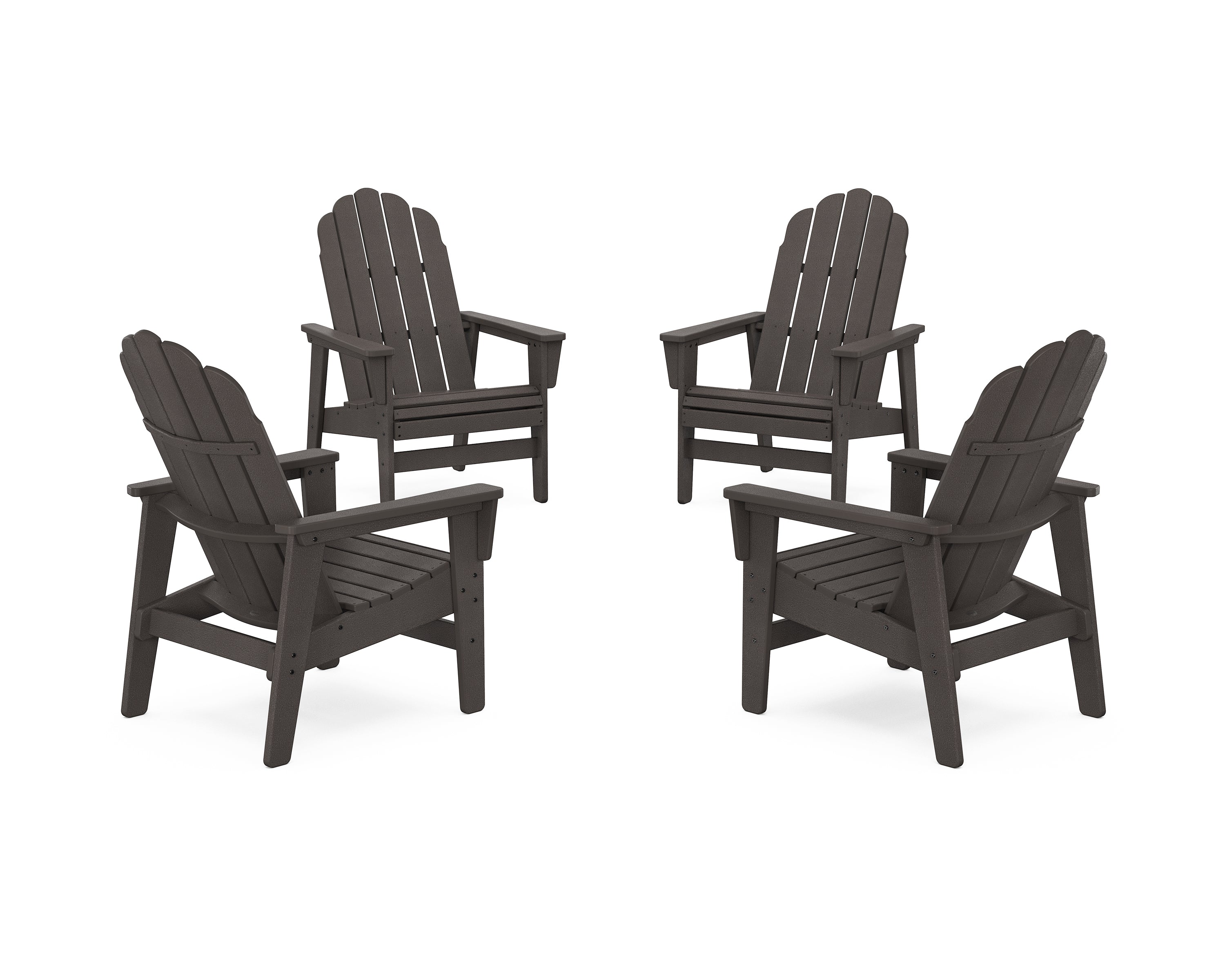POLYWOOD 4-Piece Vineyard Grand Upright Adirondack Chair Conversation Set in Vintage Coffee