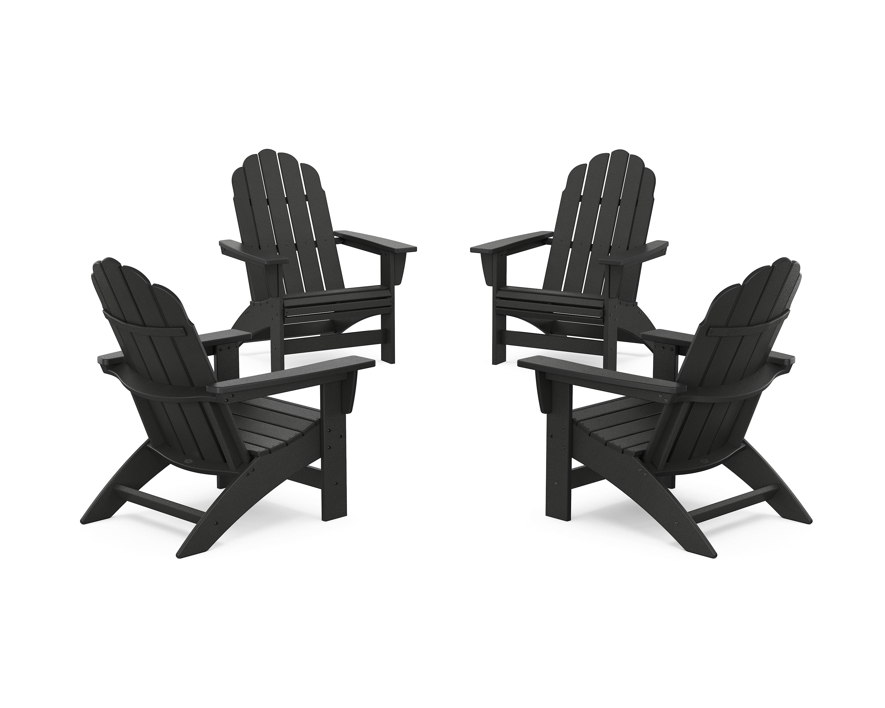 POLYWOOD 4-Piece Vineyard Grand Adirondack Chair Conversation Set in Black