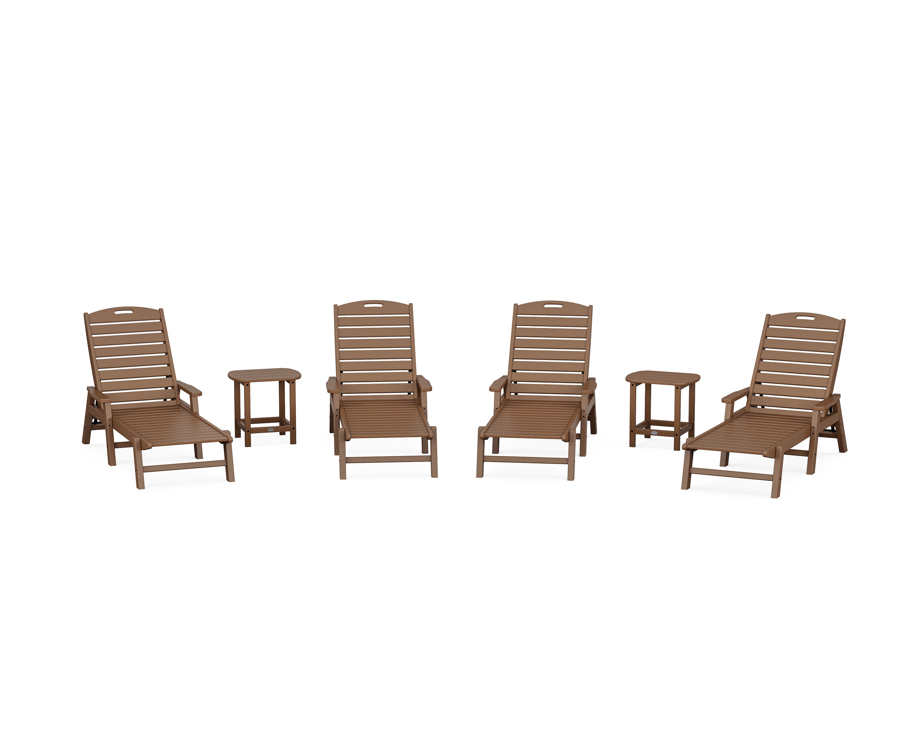 POLYWOOD Nautical Chaise 6-Piece Set with Arms in Teak
