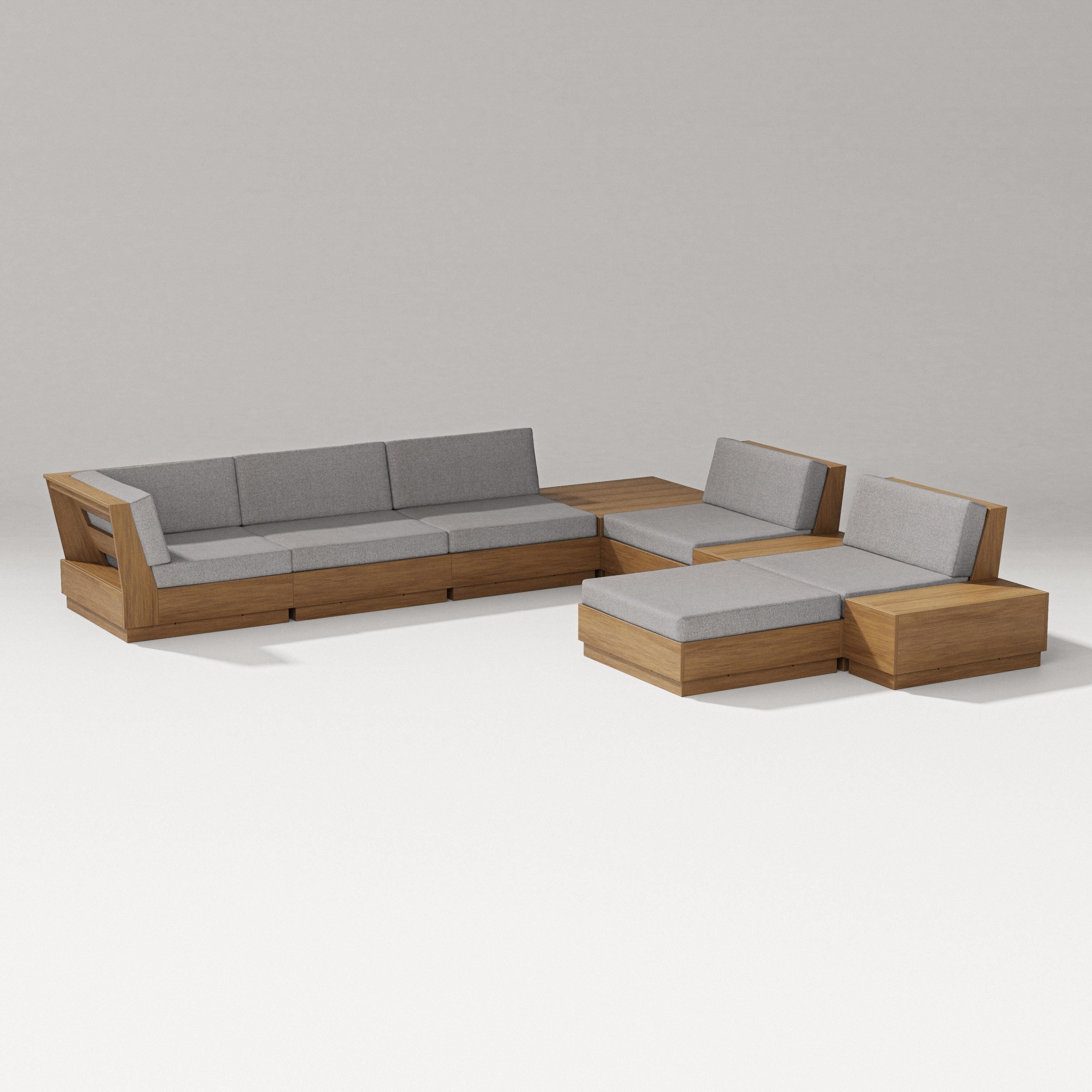 PW Designer Series Elevate 9-Piece Conversation Sectional in Natural / Grey Mist