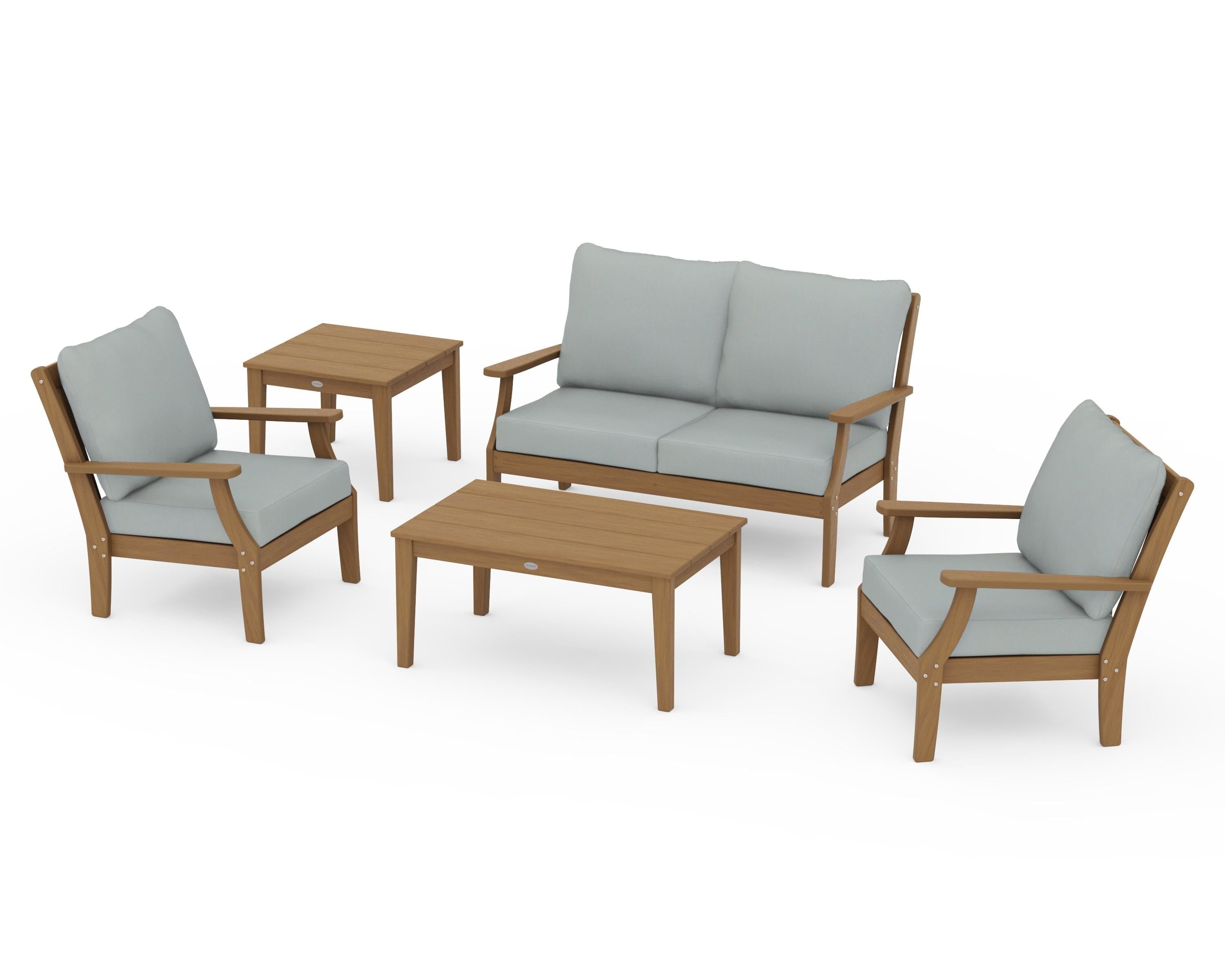 POLYWOOD Braxton 5-Piece Deep Seating Set in Natural / Spa