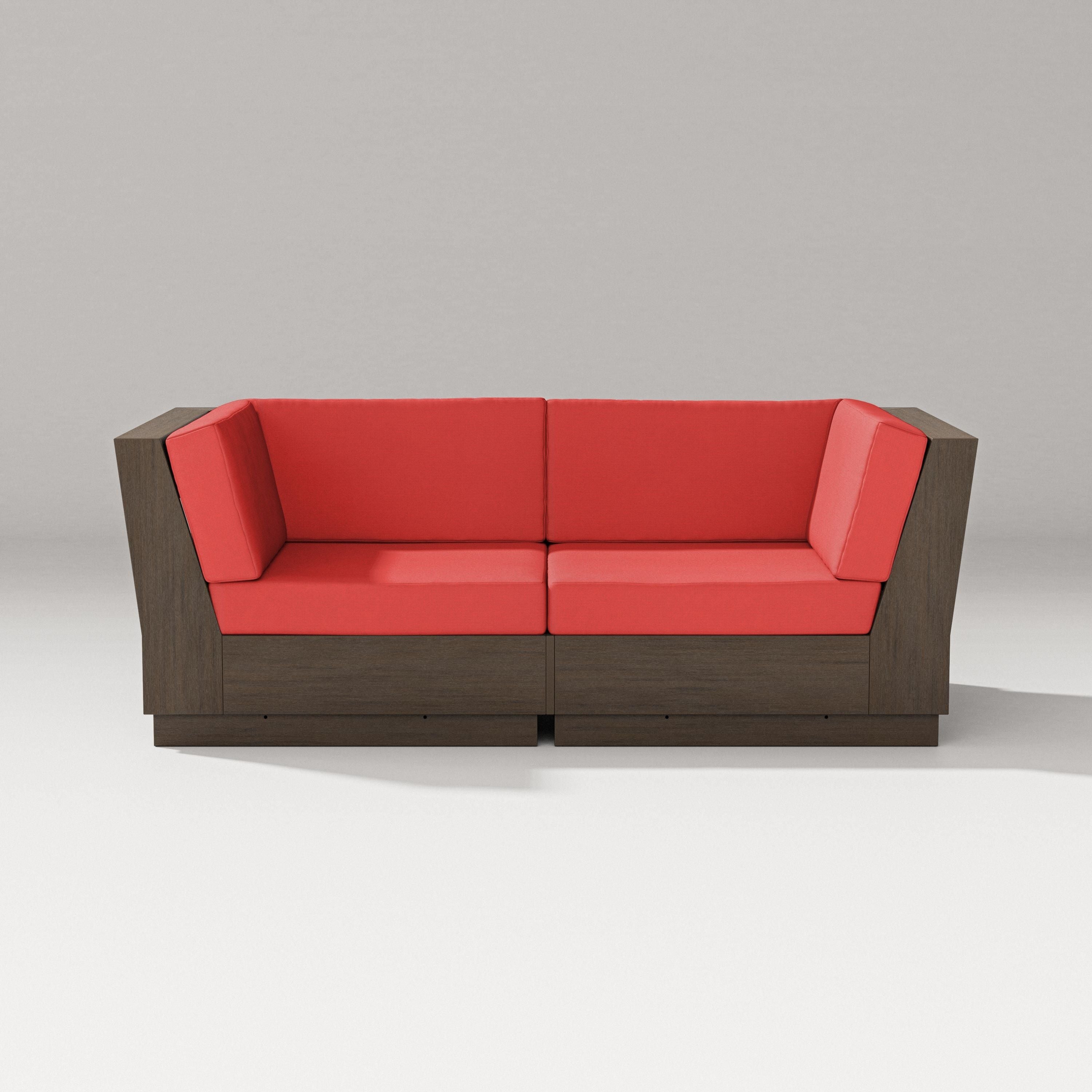 PW Designer Series Elevate Loveseat Sectional in Kona / Crimson Linen