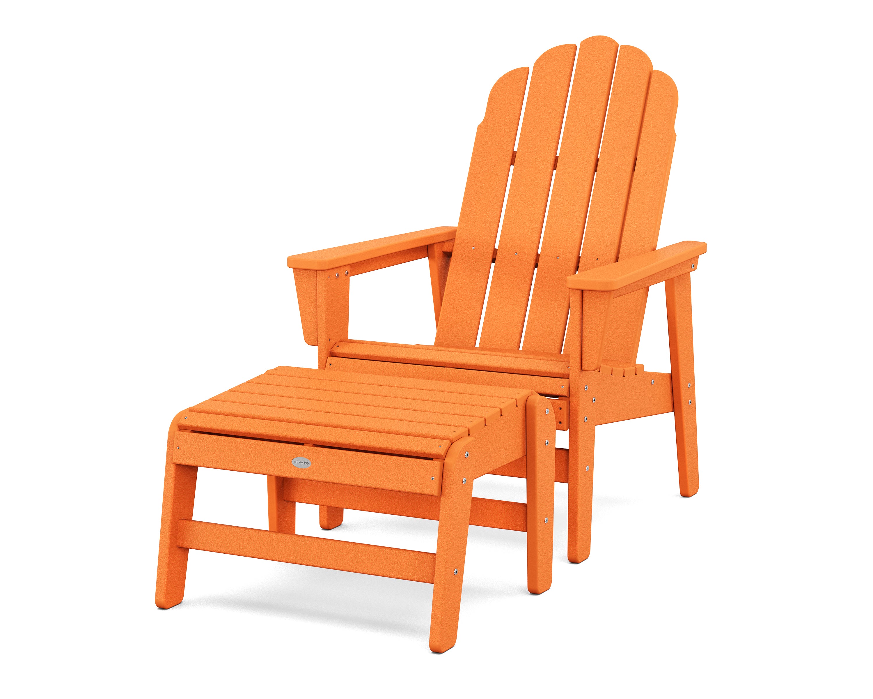 POLYWOOD Vineyard Grand Upright Adirondack Chair with Ottoman in Tangerine