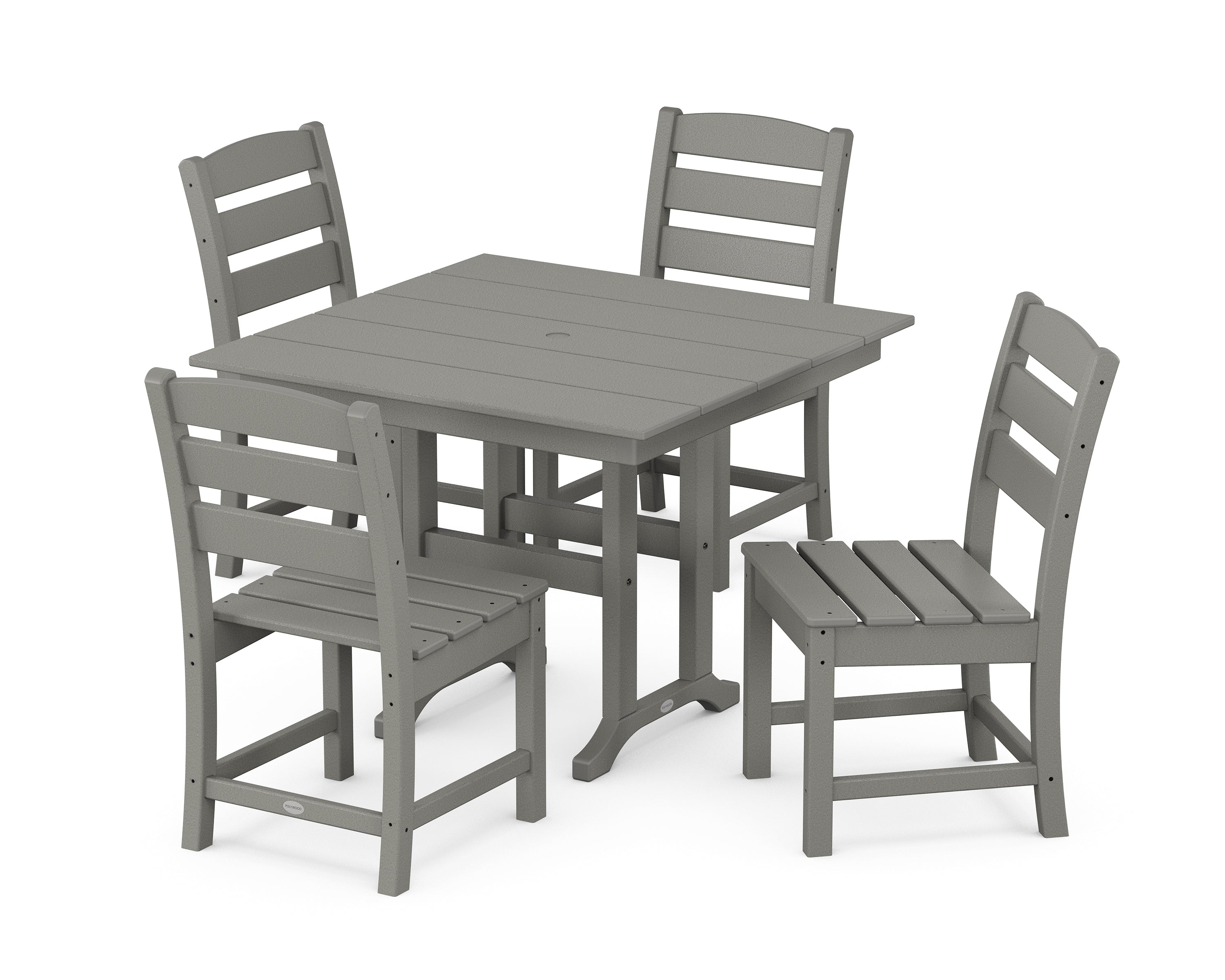 POLYWOOD Lakeside Side Chair 5-Piece Farmhouse Dining Set in Slate Grey
