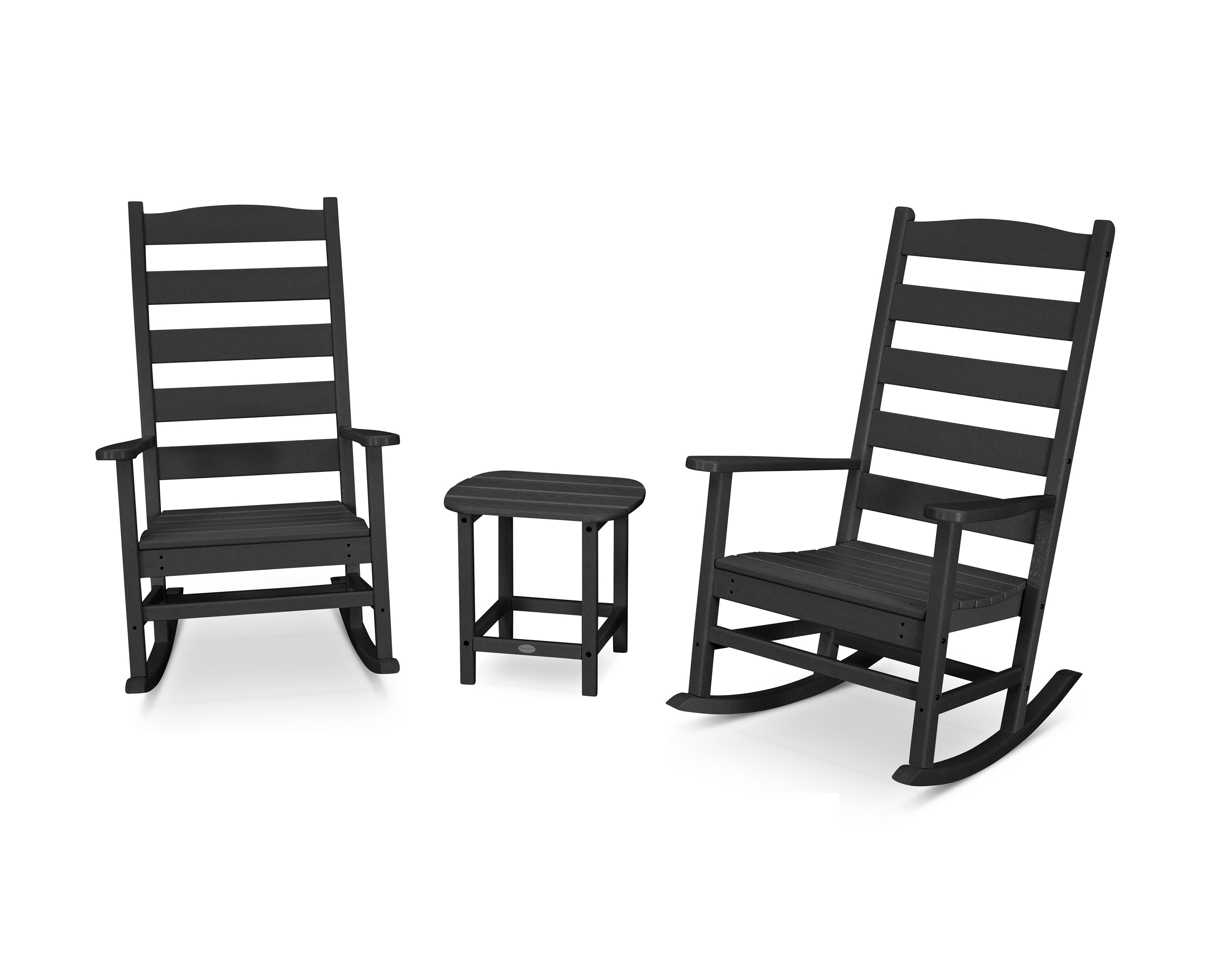 POLYWOOD® Shaker 3-Piece Porch Rocking Chair Set in Black