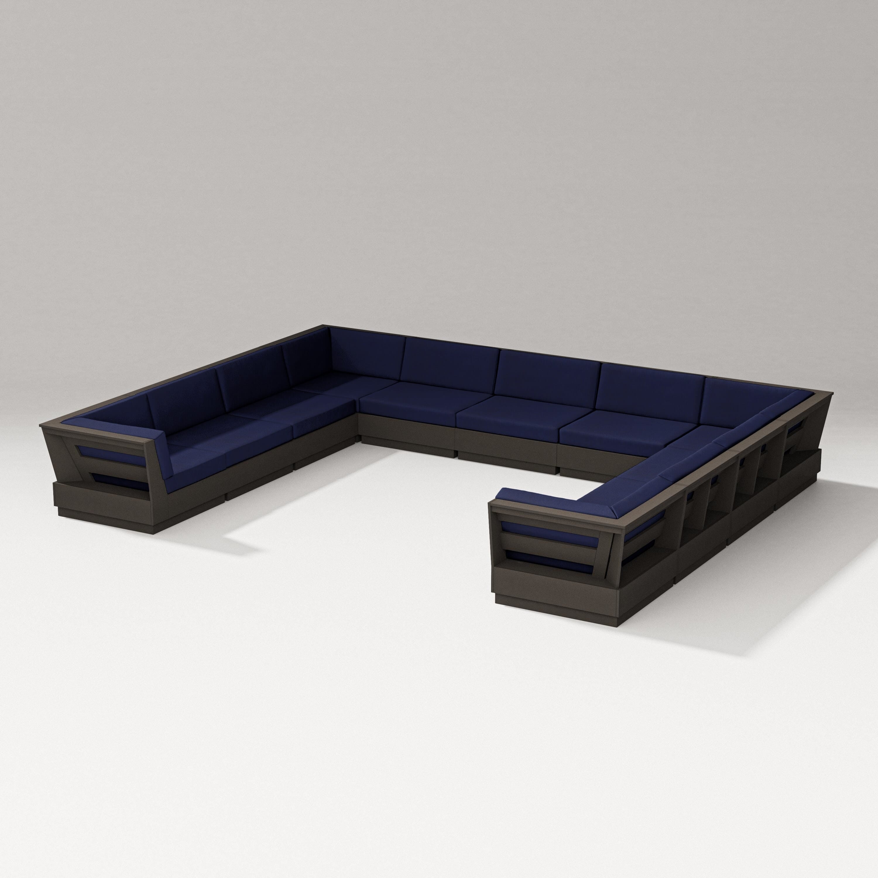 PW Designer Series Elevate Large U-Shaped Sectional in Vintage Coffee / Navy