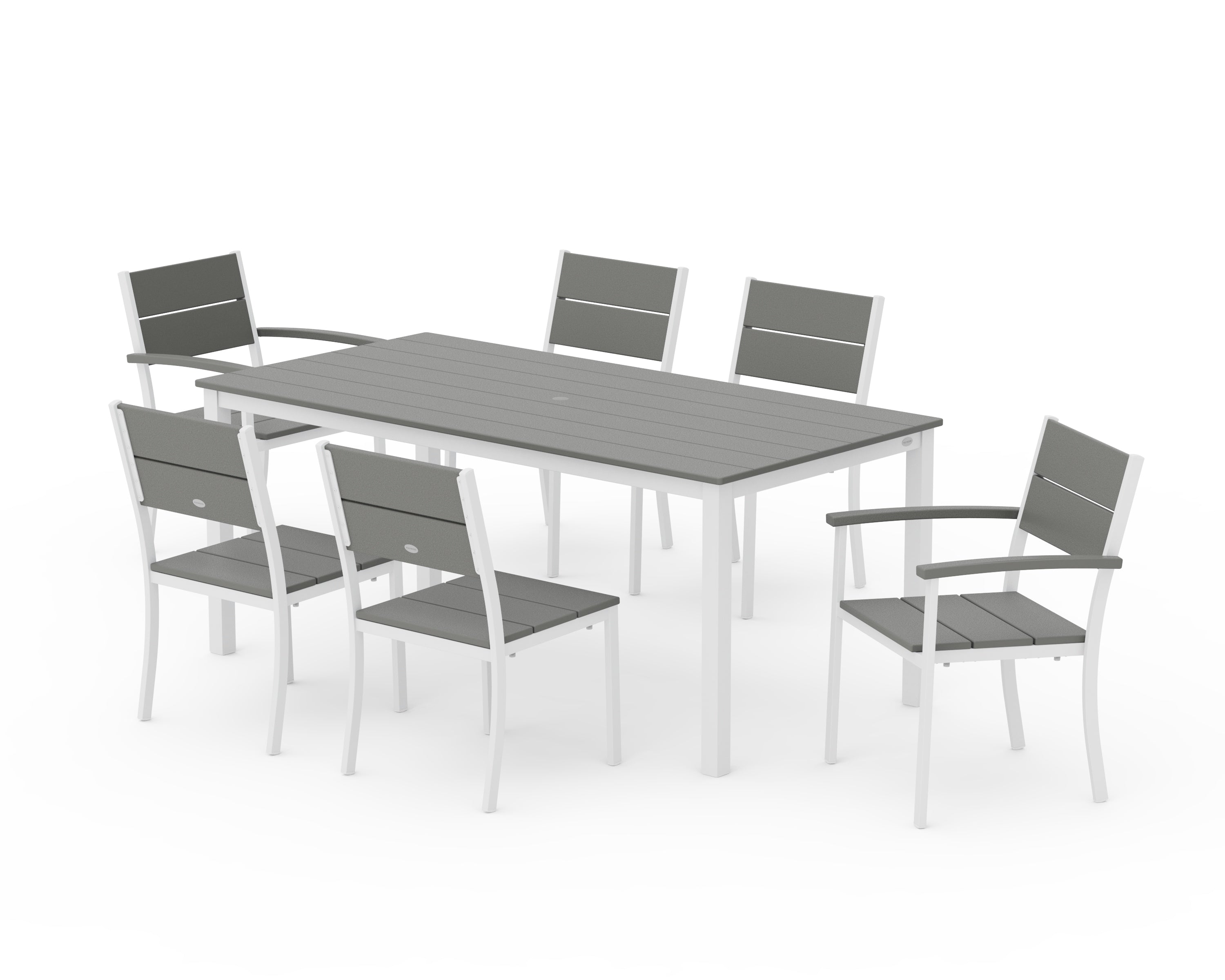 POLYWOOD Main Street 7-Piece Dining Set in White / Slate Grey