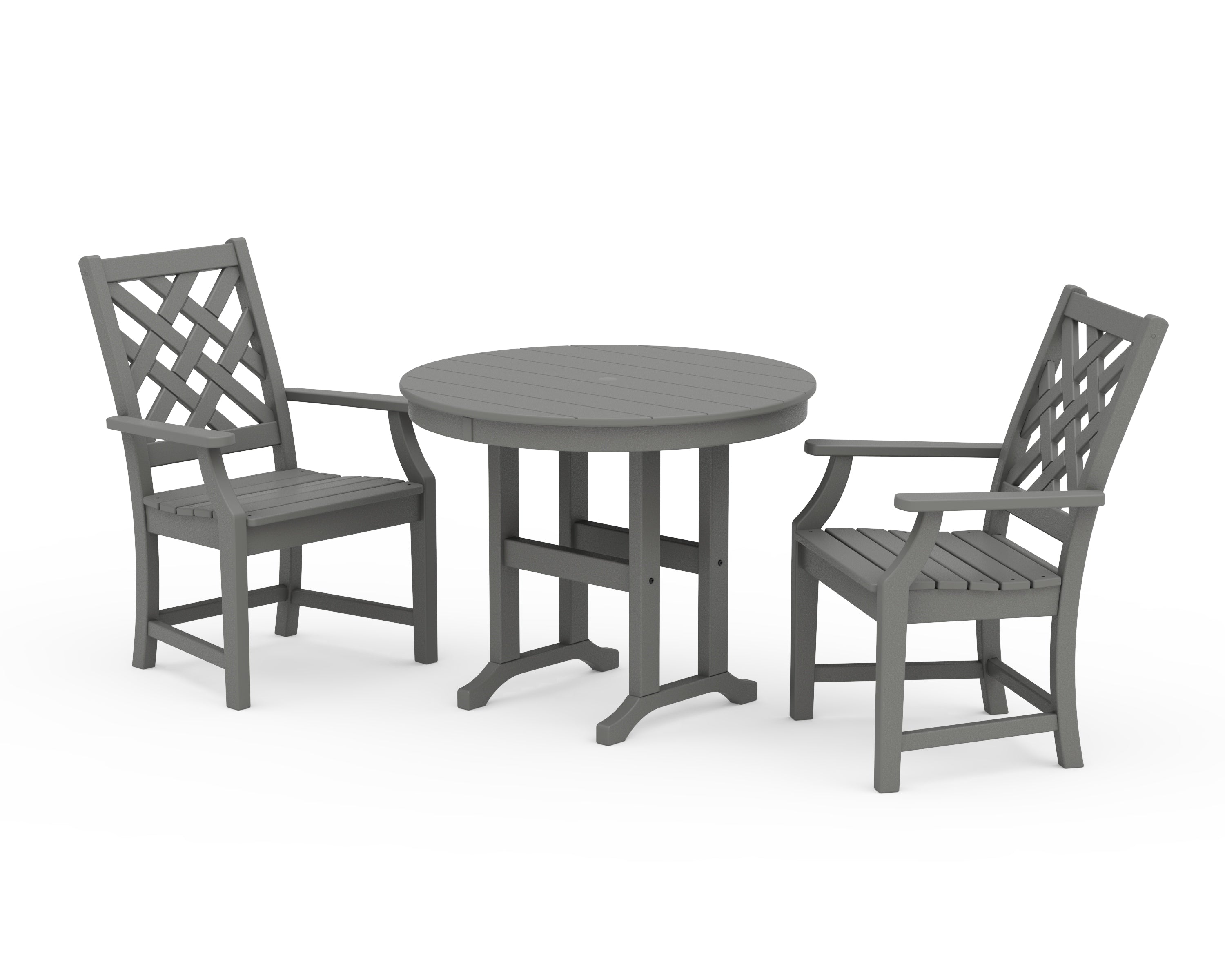 POLYWOOD Wovendale 3-Piece Farmhouse Dining Set in Slate Grey