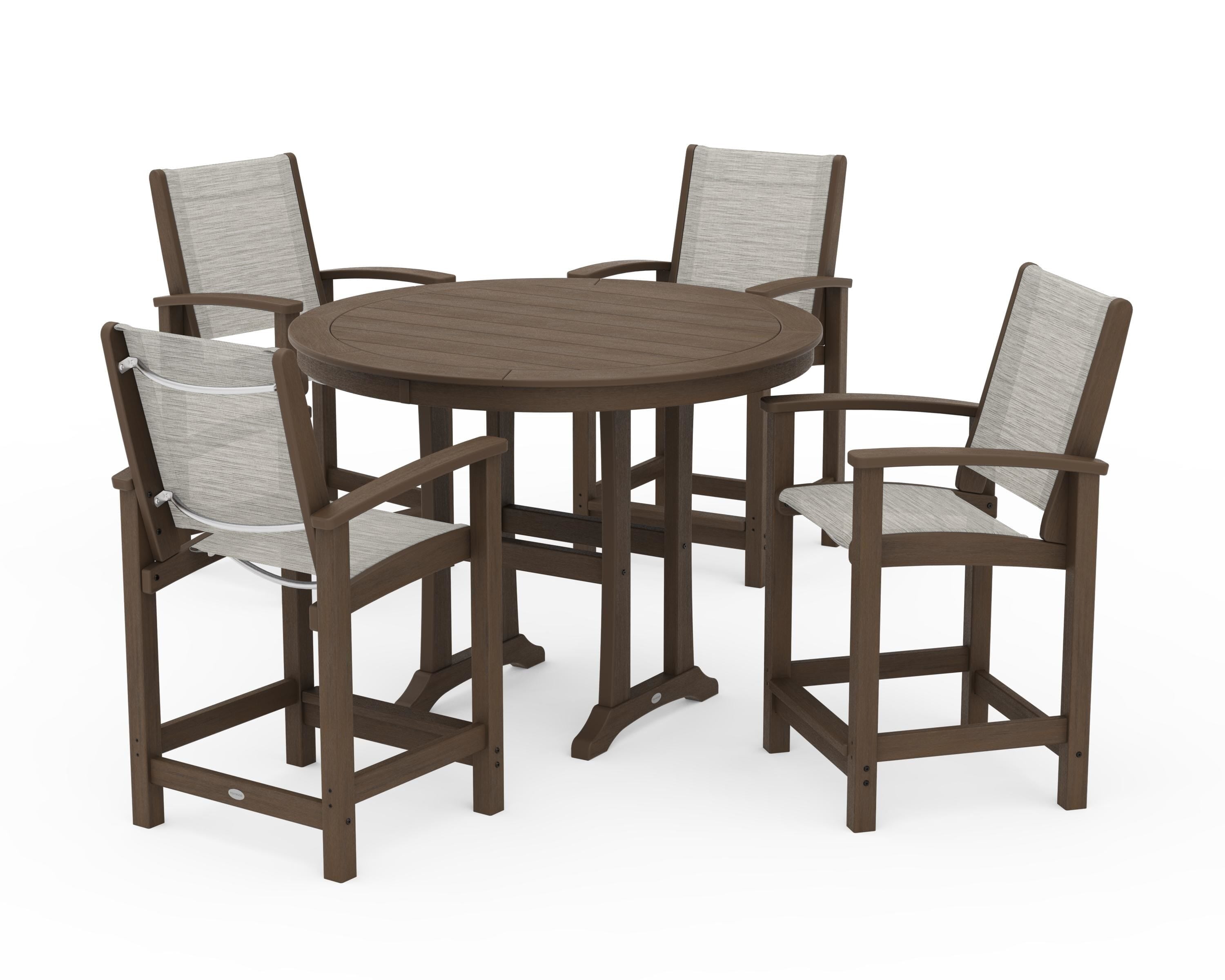 POLYWOOD Coastal 5-Piece Counter Set in Kona / Birch Sling