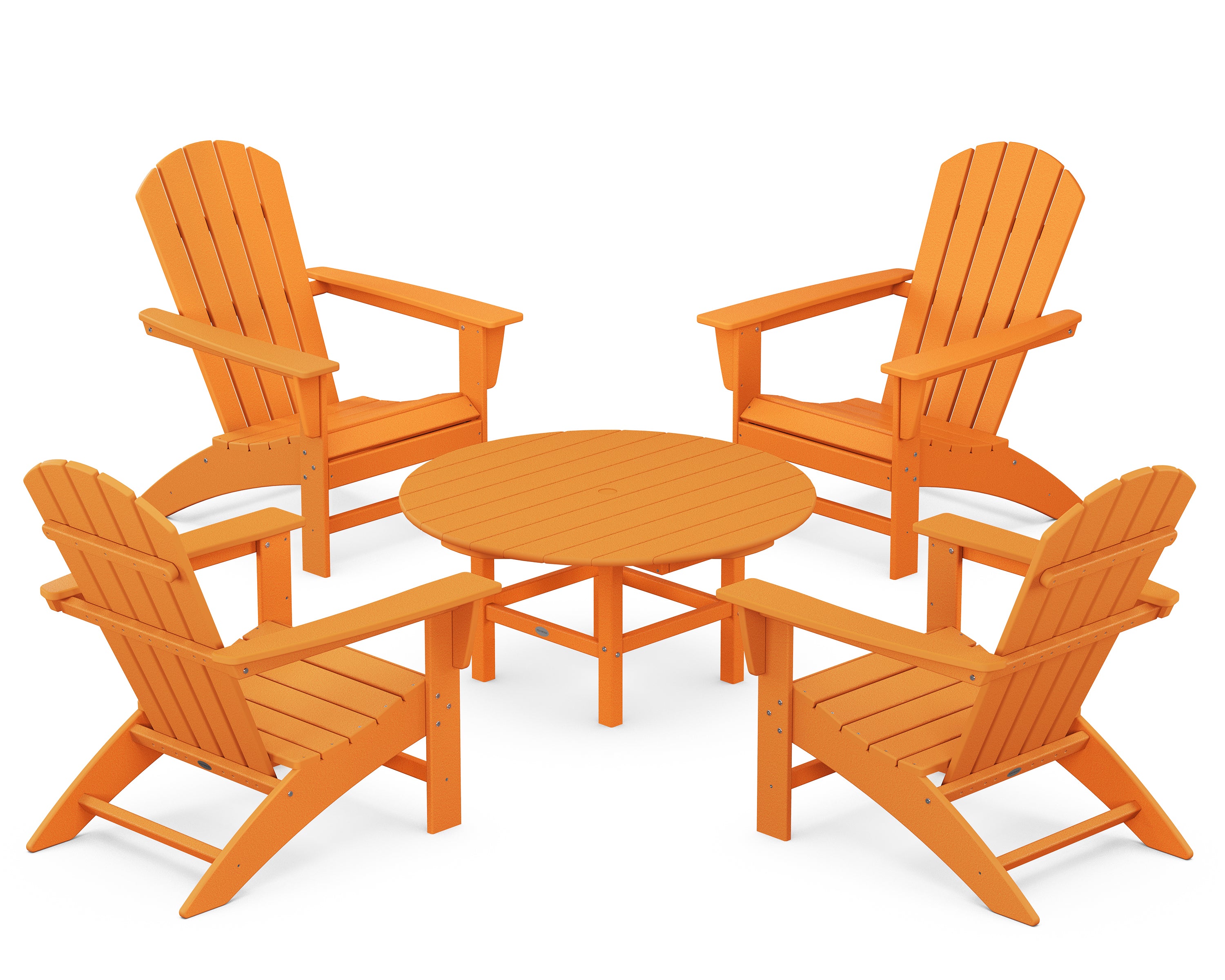 POLYWOOD® Nautical 5-Piece Adirondack Chair Conversation Set in Tangerine
