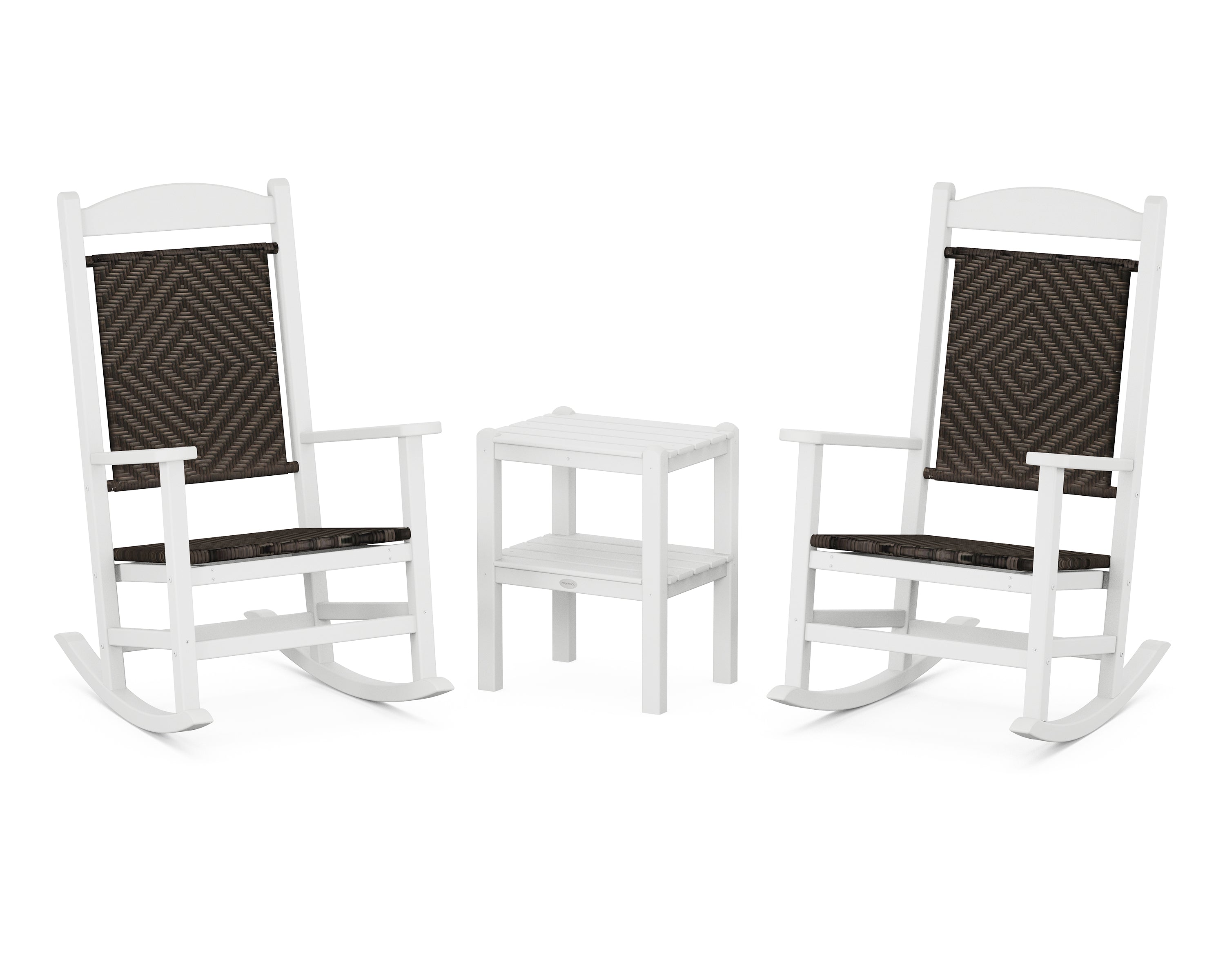 POLYWOOD Presidential Woven Rocker 3-Piece Set in White / Cahaba