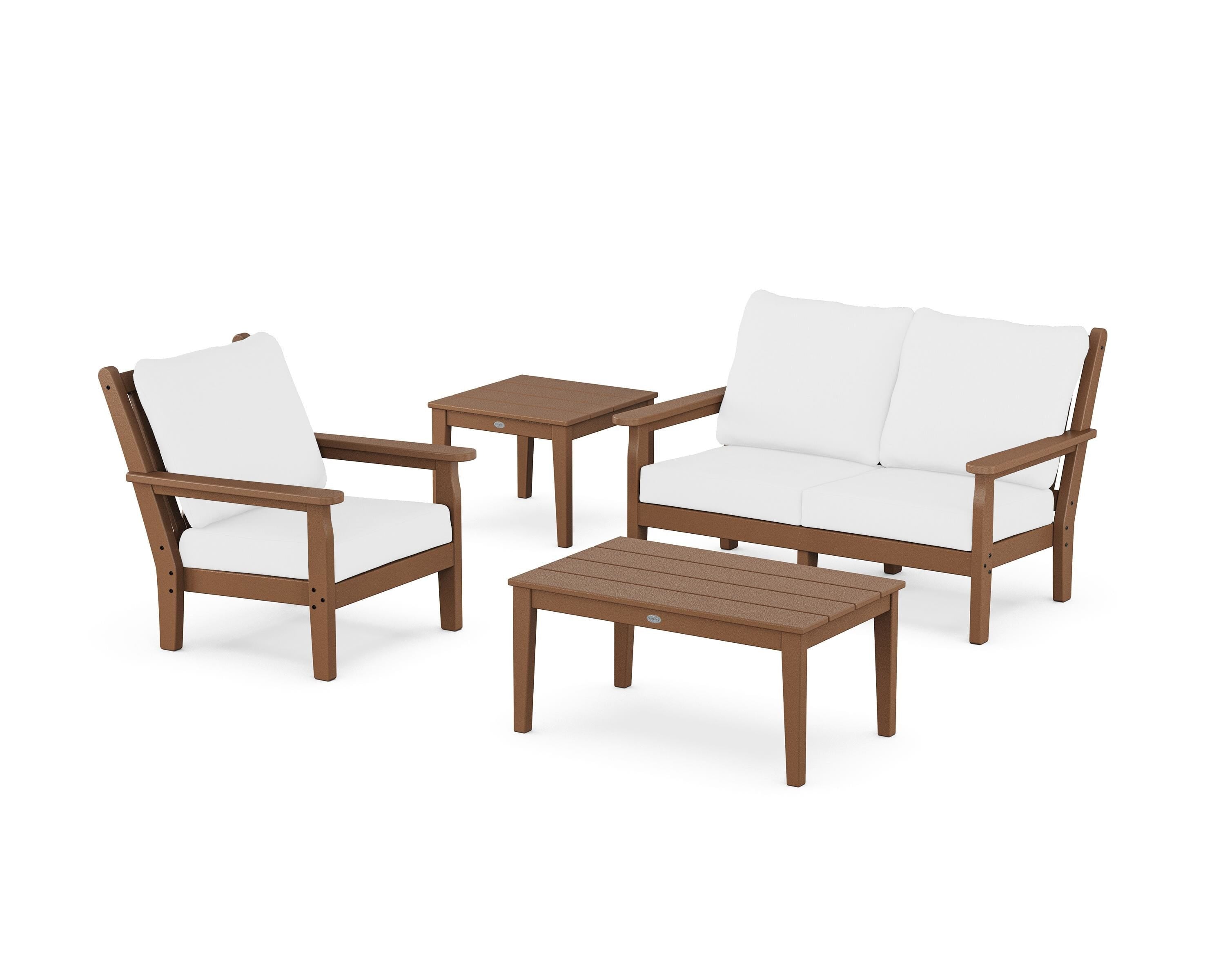 POLYWOOD Chippendale 4-Piece Deep Seating Set in Teak / Natural
