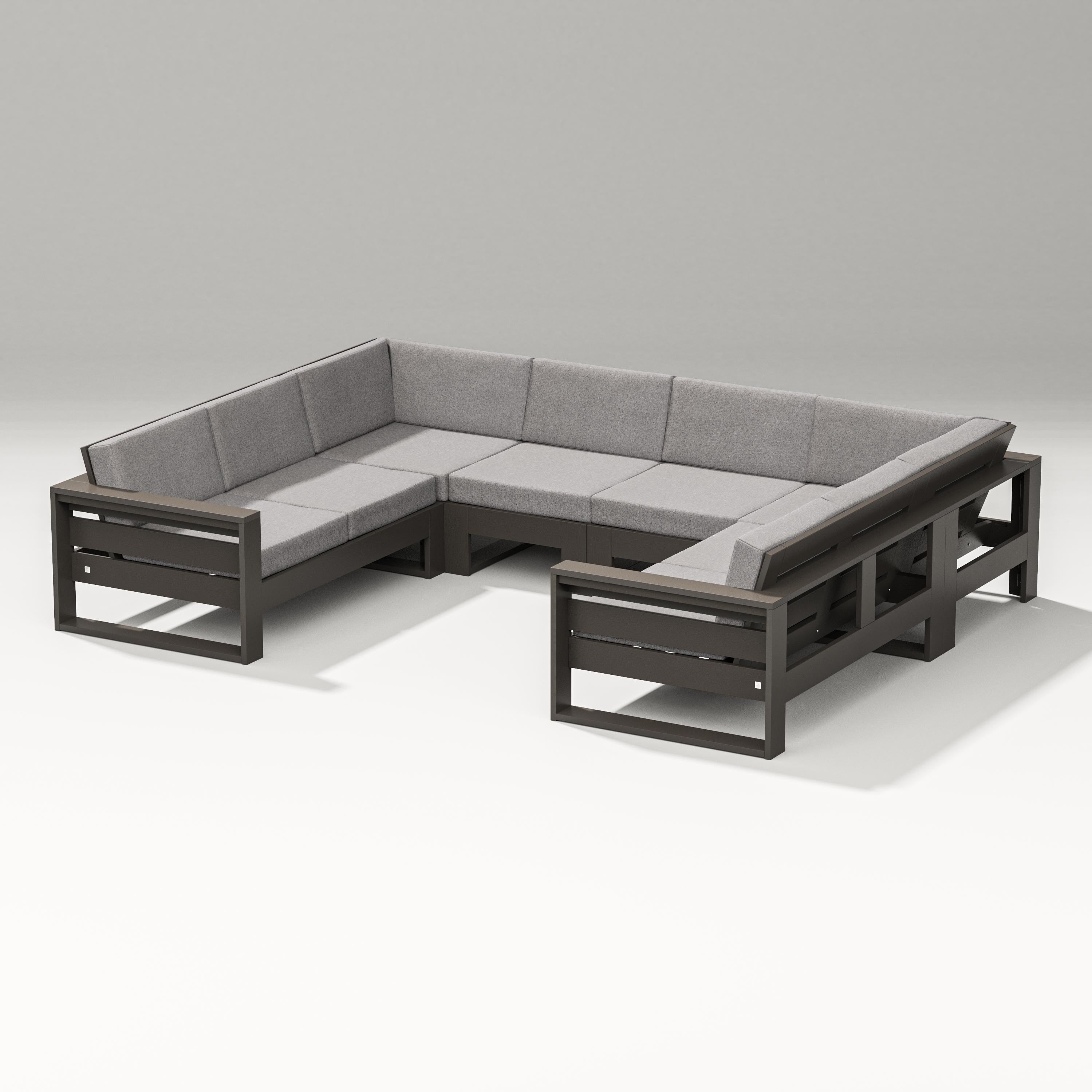 PW Designer Series Latitude U-Shaped Sectional in Vintage Coffee / Grey Mist