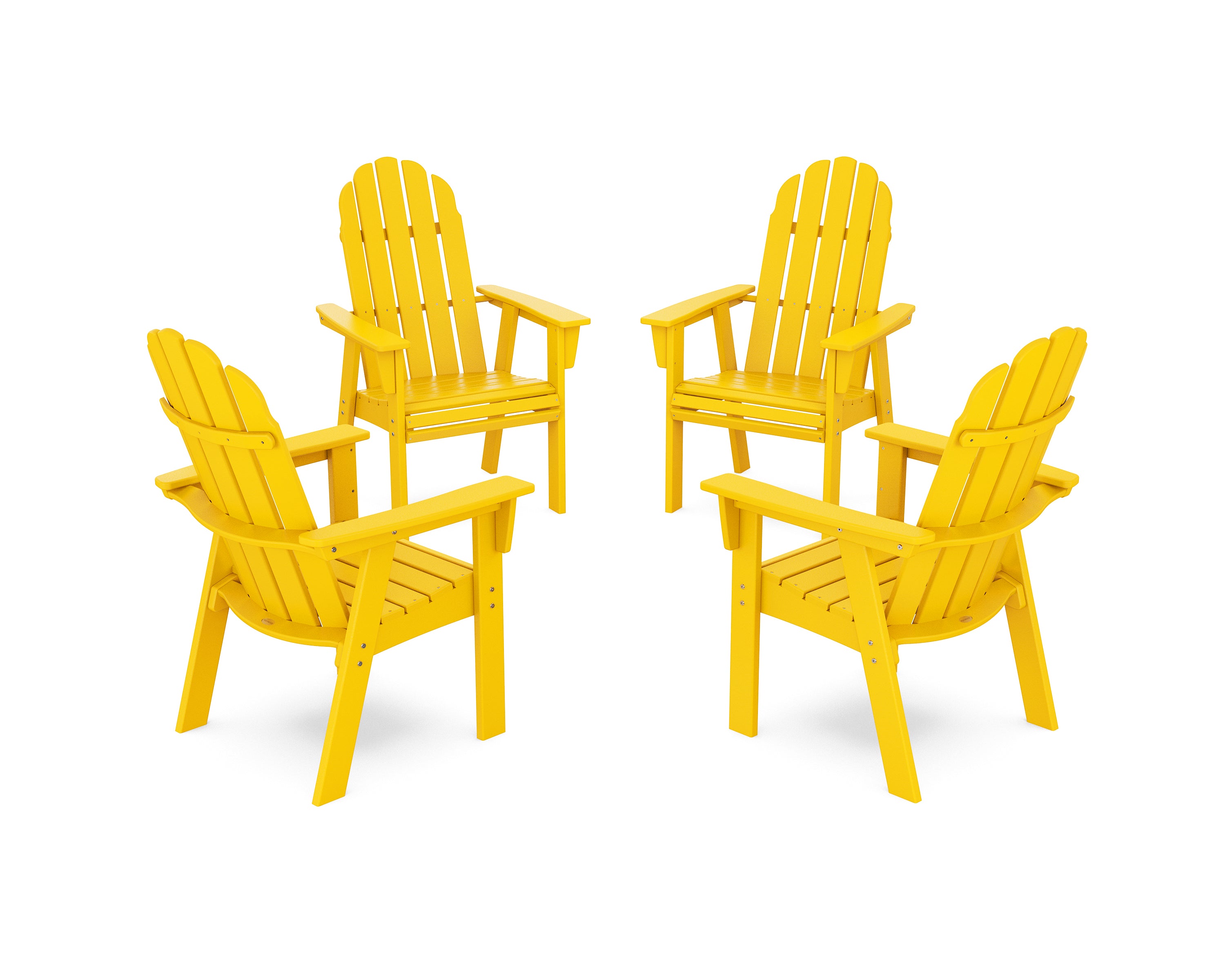 POLYWOOD Vineyard 4-Piece Curveback Upright Adirondack Conversation Set in Lemon