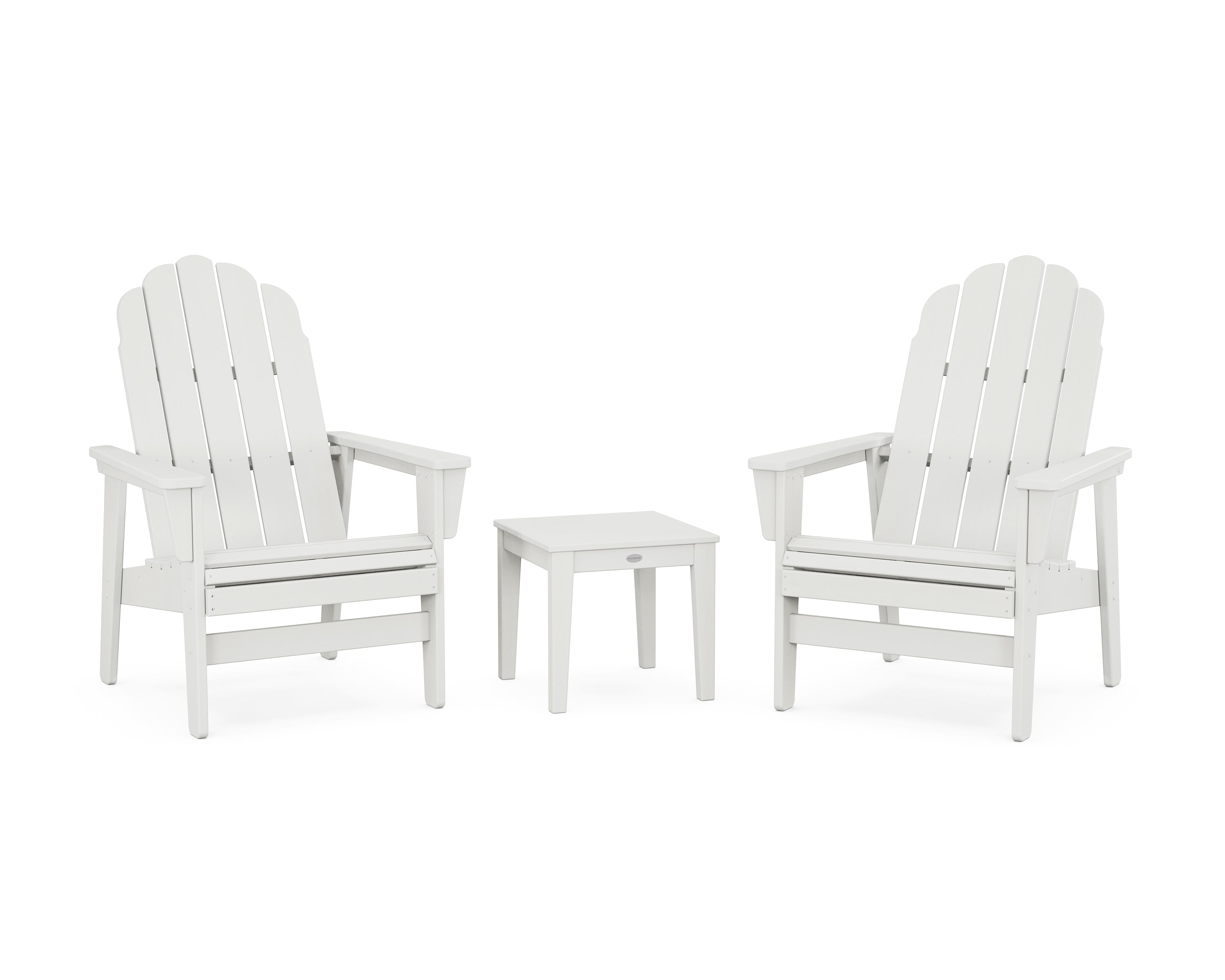 POLYWOOD 3-Piece Vineyard Grand Upright Adirondack Set in Vintage White
