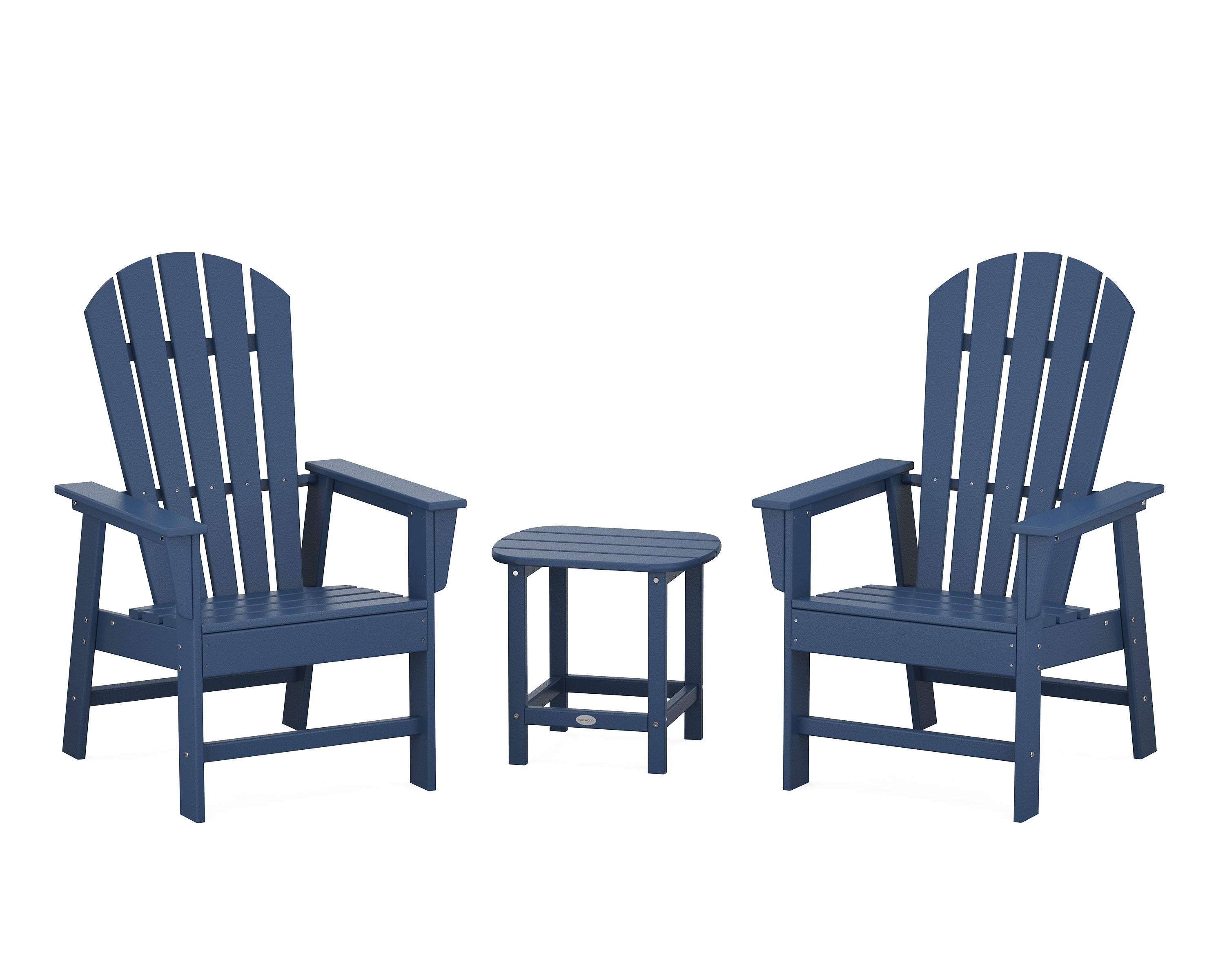 POLYWOOD South Beach Casual Chair 3-Piece Set with 18" South Beach Side Table in Navy