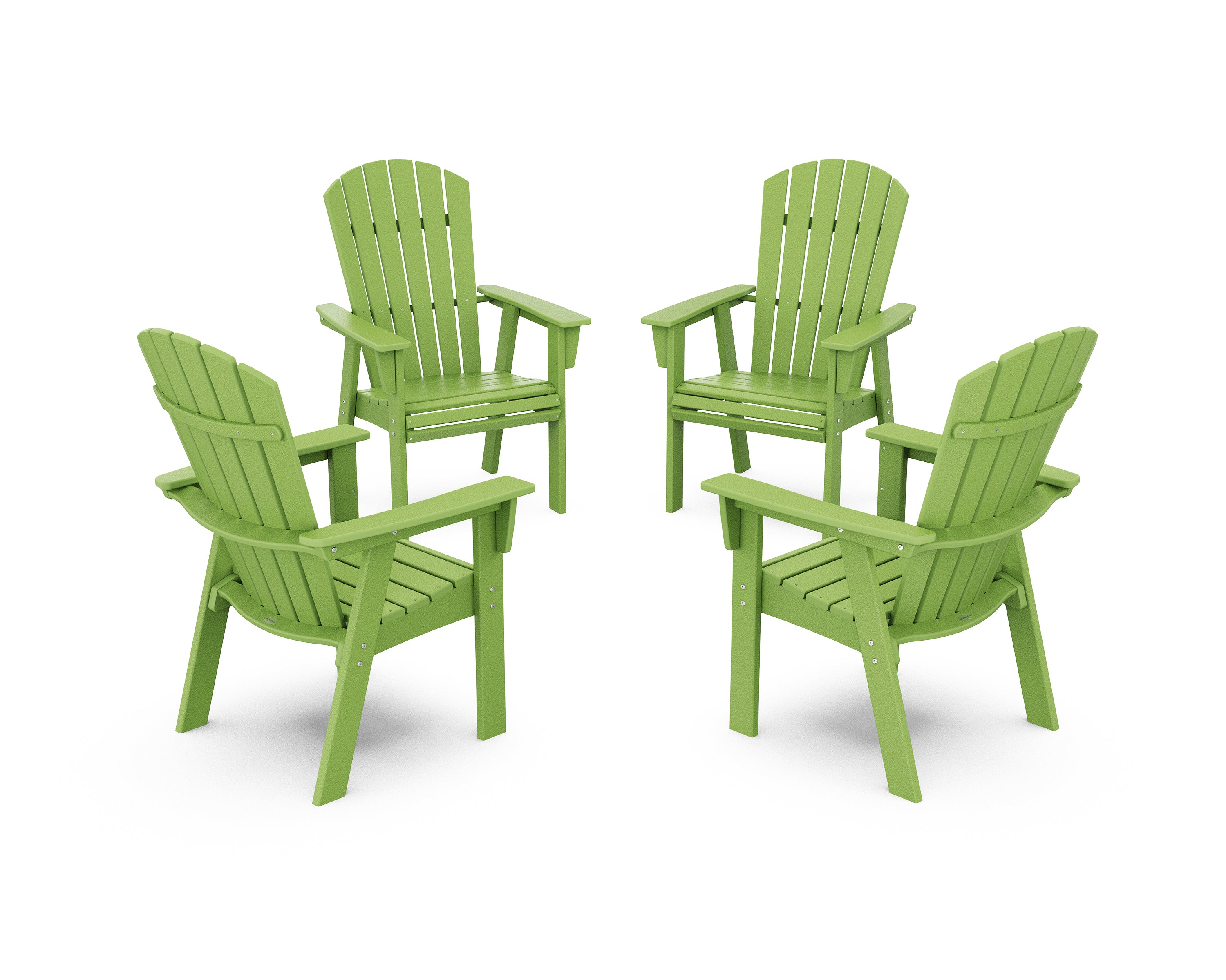 POLYWOOD Nautical 4-Piece Curveback Upright Adirondack Conversation Set in Lime
