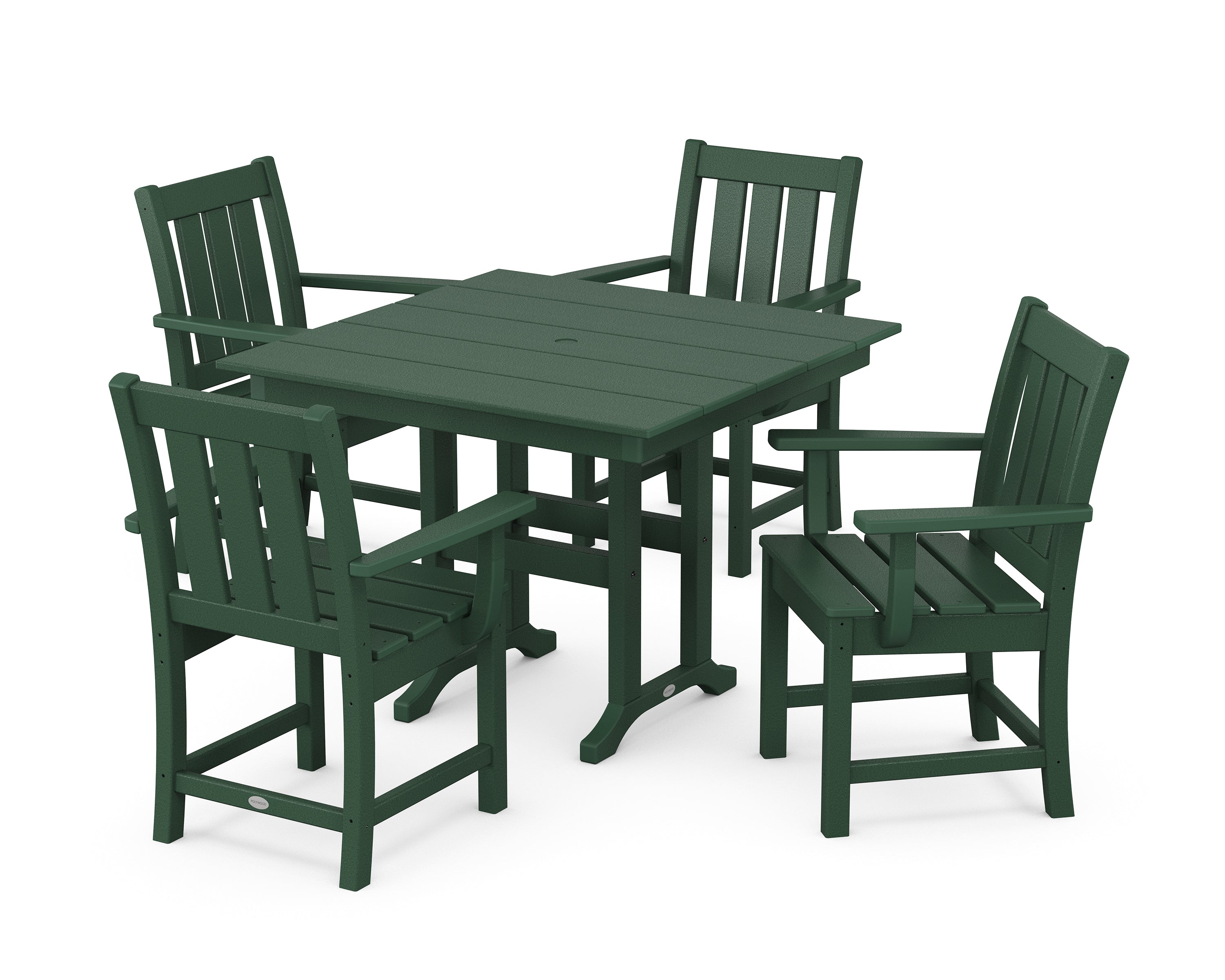 POLYWOOD Oxford 5-Piece Farmhouse Dining Set in Green