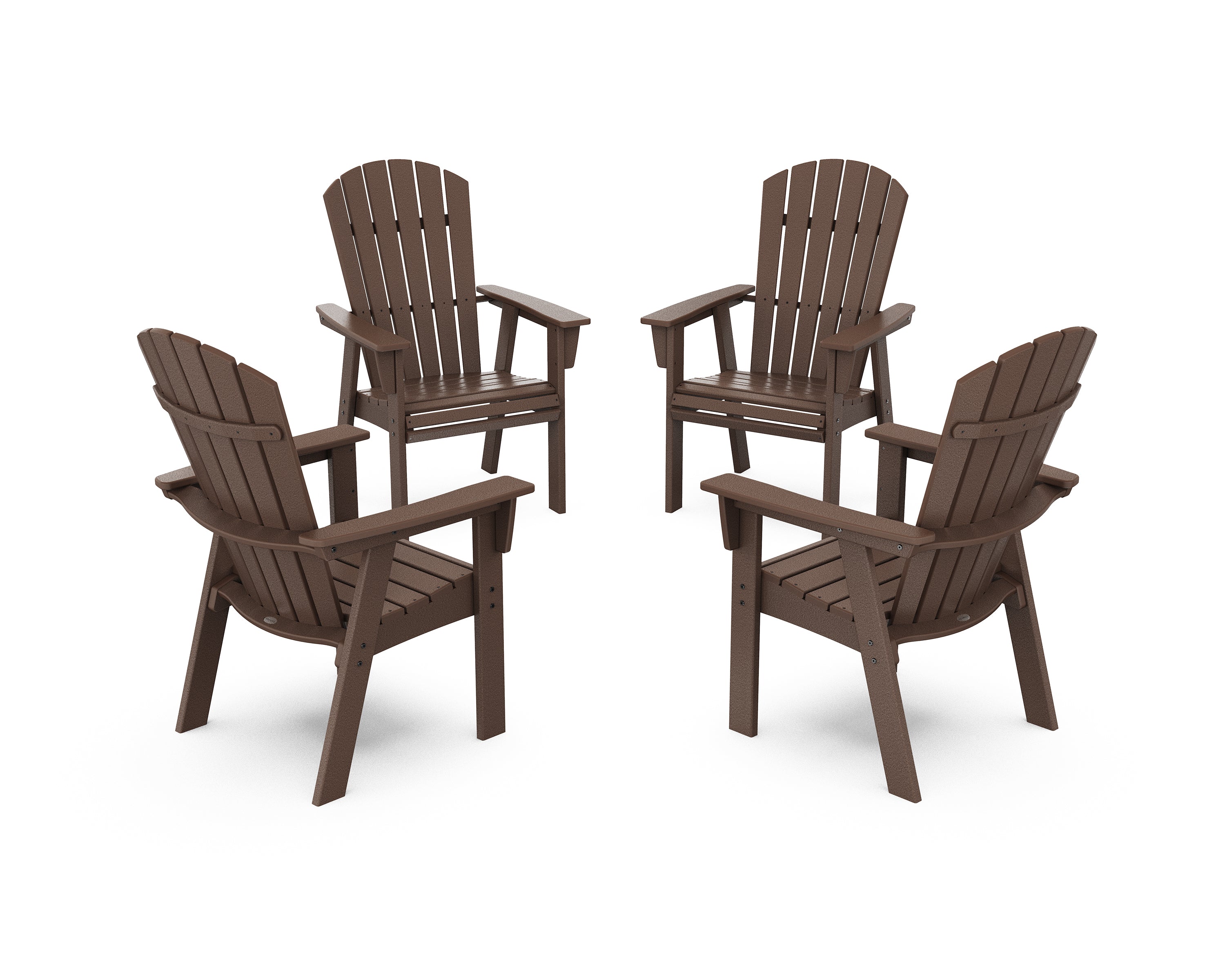 POLYWOOD Nautical 4-Piece Curveback Upright Adirondack Conversation Set in Mahogany
