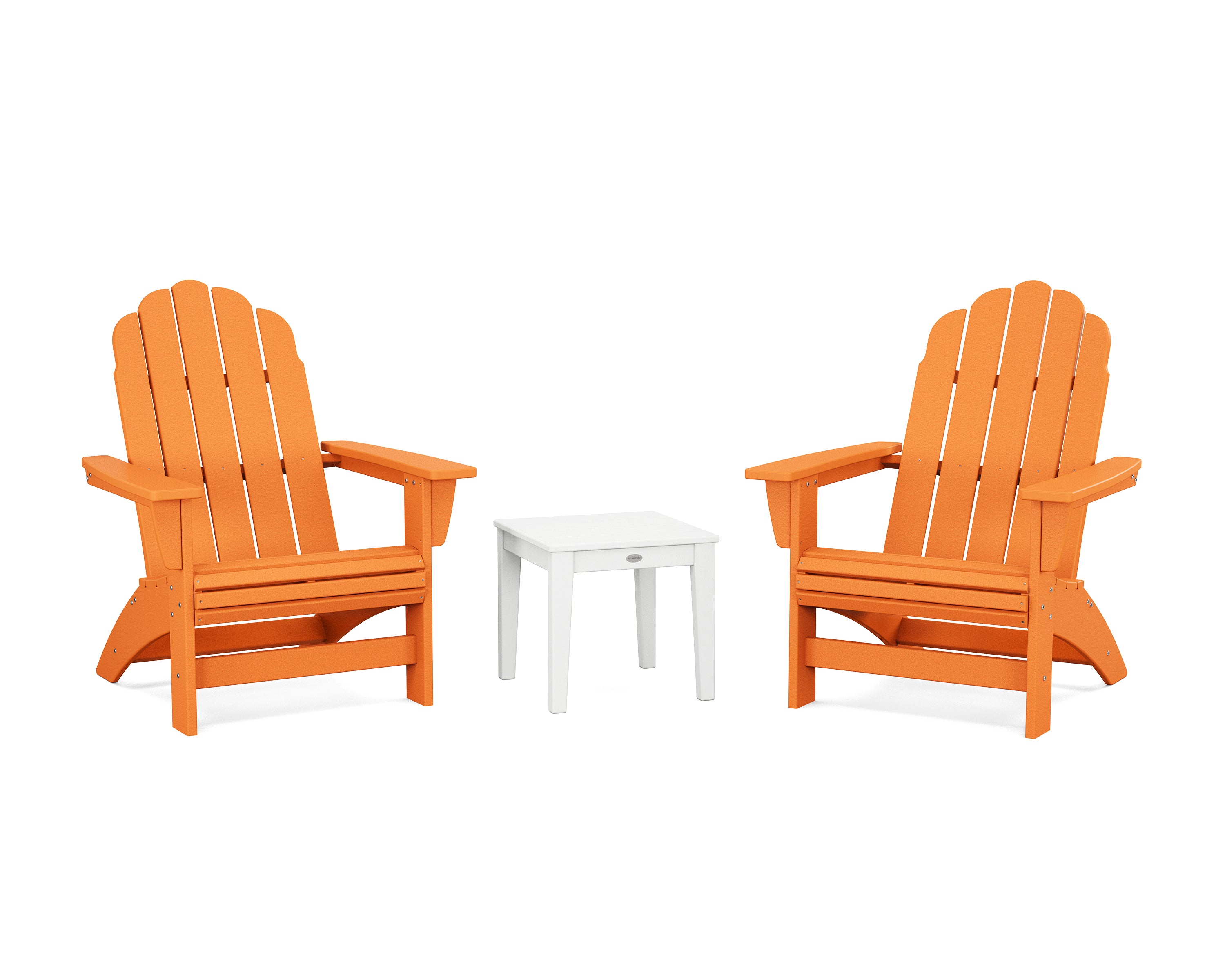 POLYWOOD 3-Piece Vineyard Grand Adirondack Set in Tangerine / White