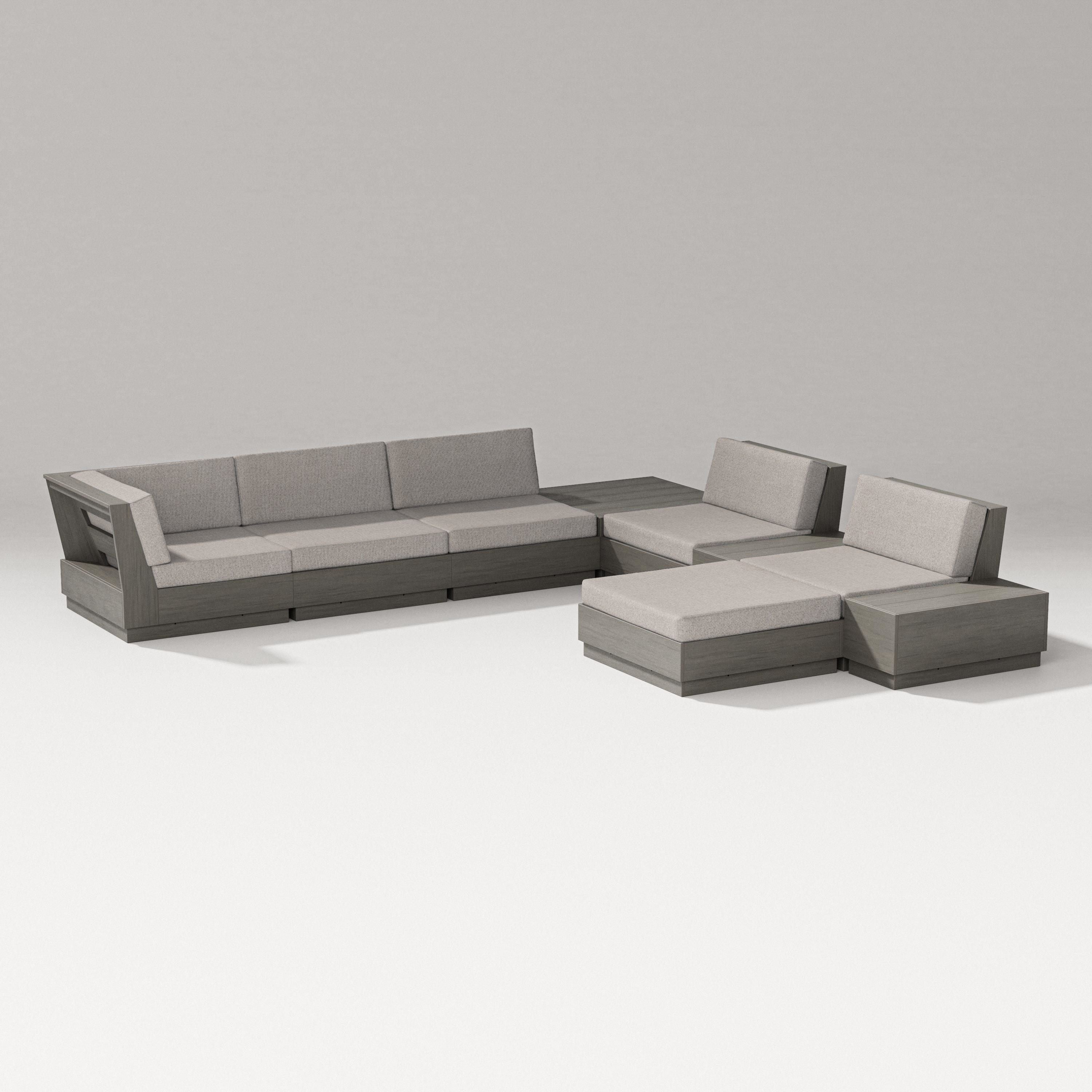 PW Designer Series Elevate 9-Piece Conversation Sectional in Driftwood / Weathered Tweed