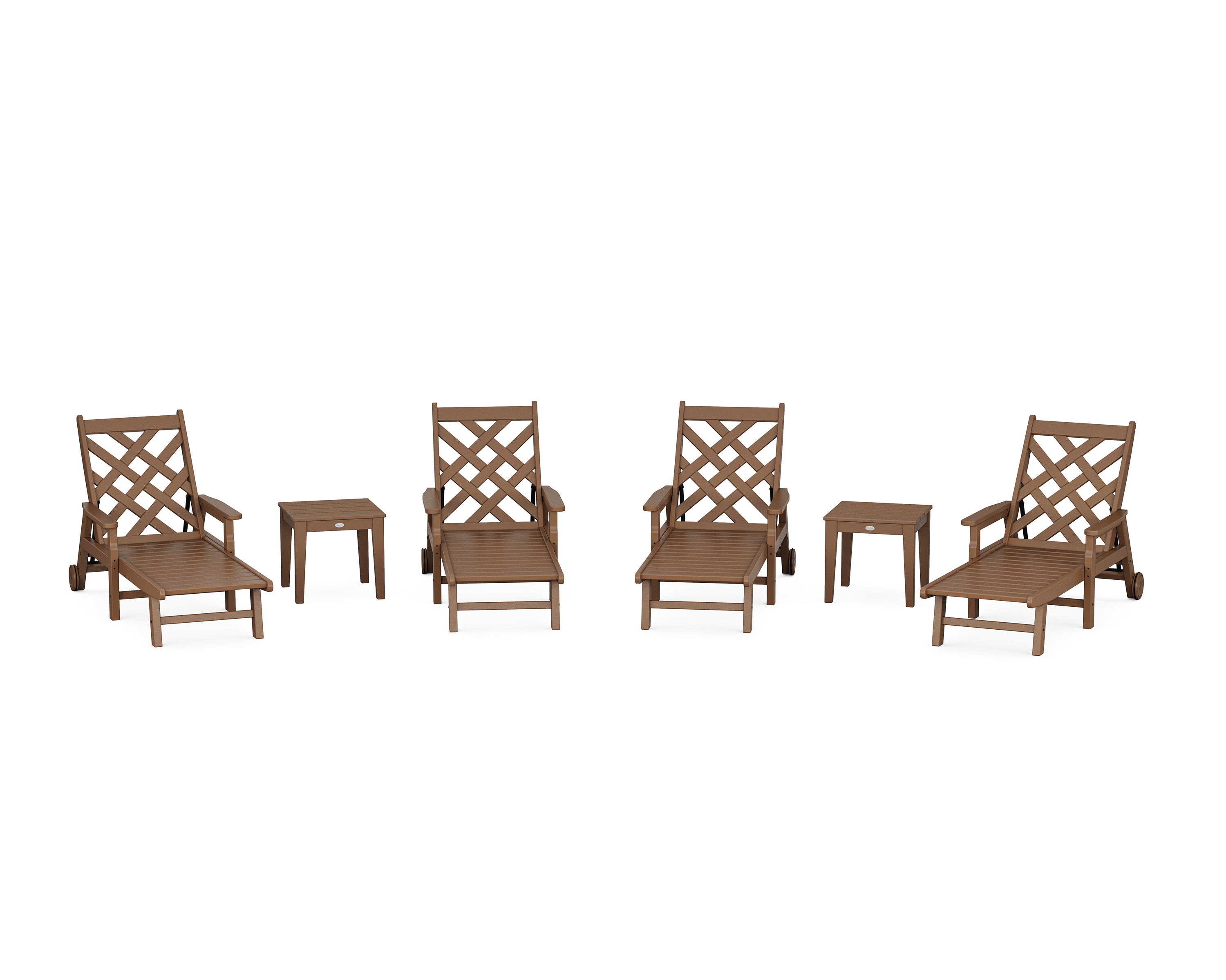 Country Living Wovendale 6-Piece Chaise Set with Arms and Wheels in Teak