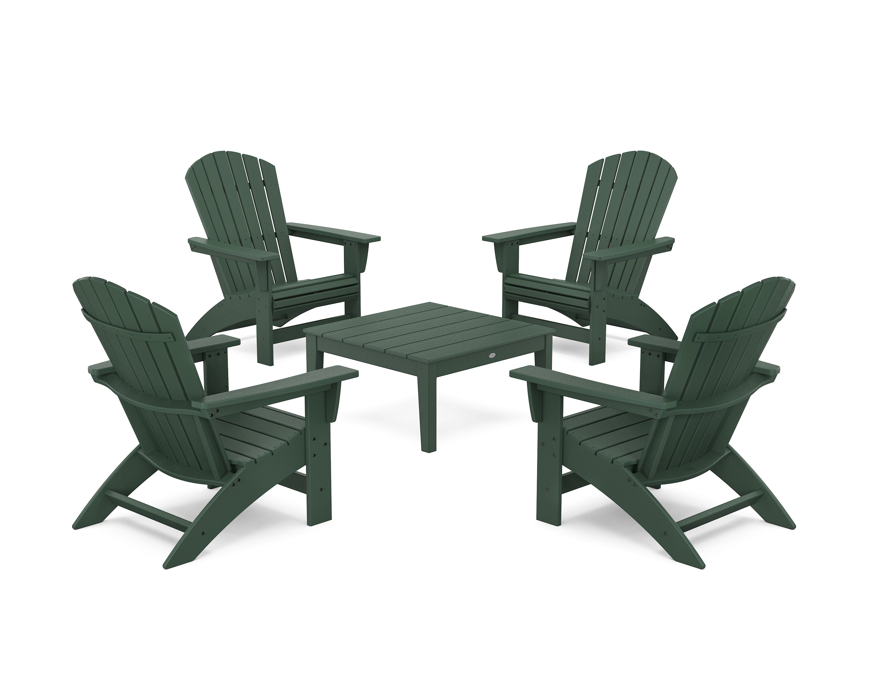POLYWOOD 5-Piece Nautical Grand Adirondack Chair Conversation Group in Green
