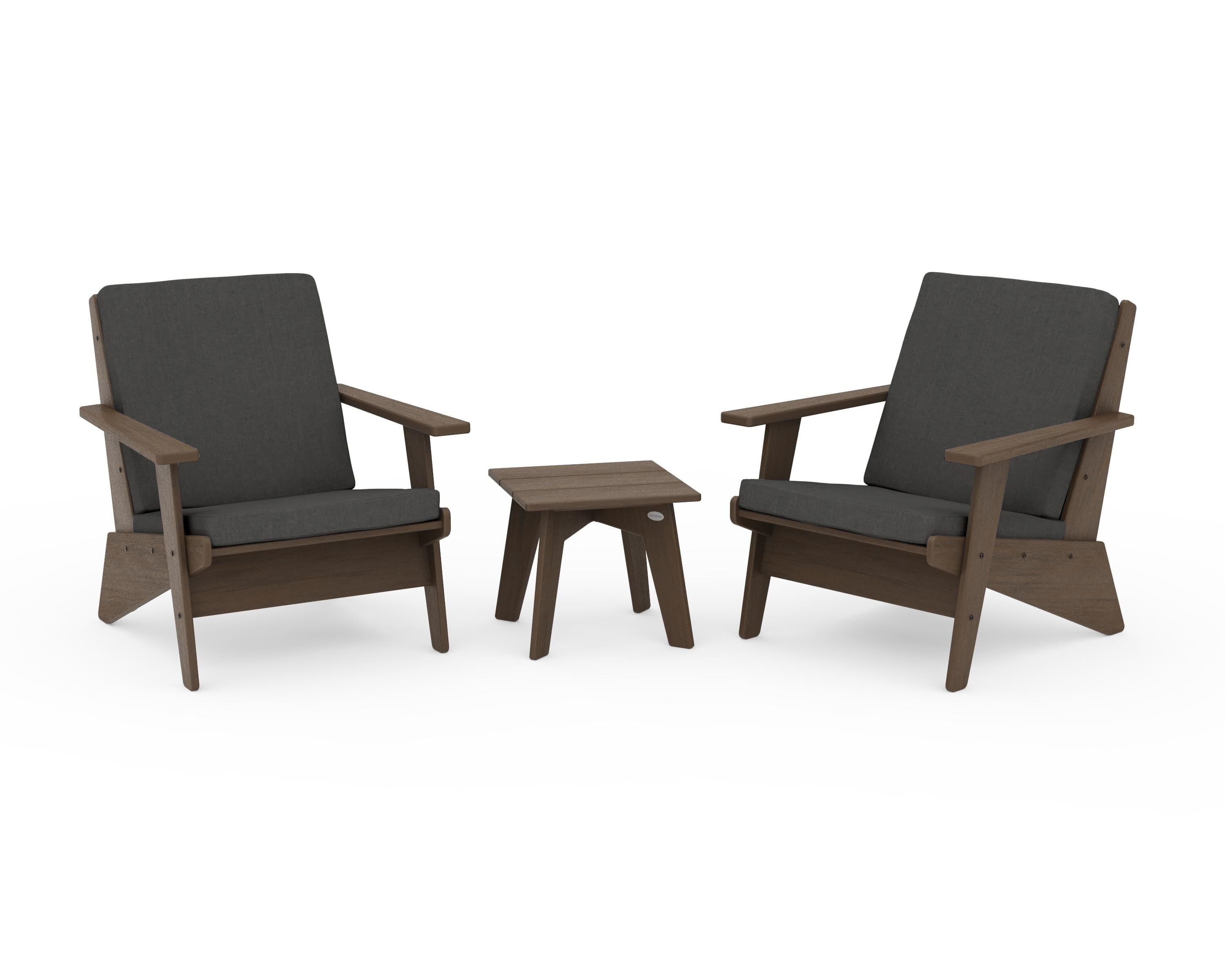 POLYWOOD Riviera Modern Lounge 3-Piece Set in Kona / Spectrum Carbon