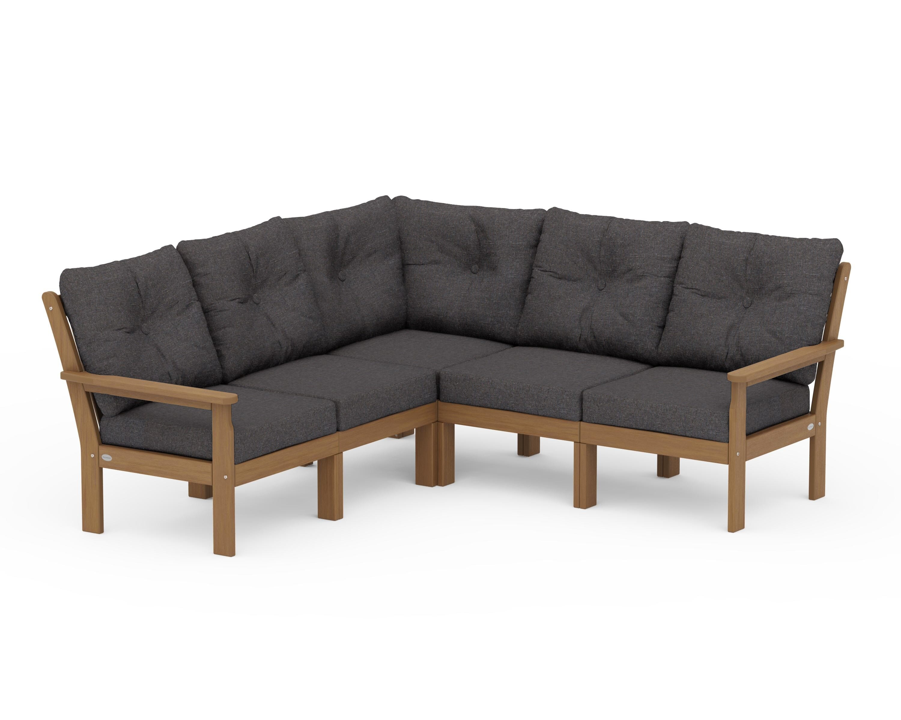 POLYWOOD Vineyard 5-Piece Sectional in Natural / Ash Charcoal