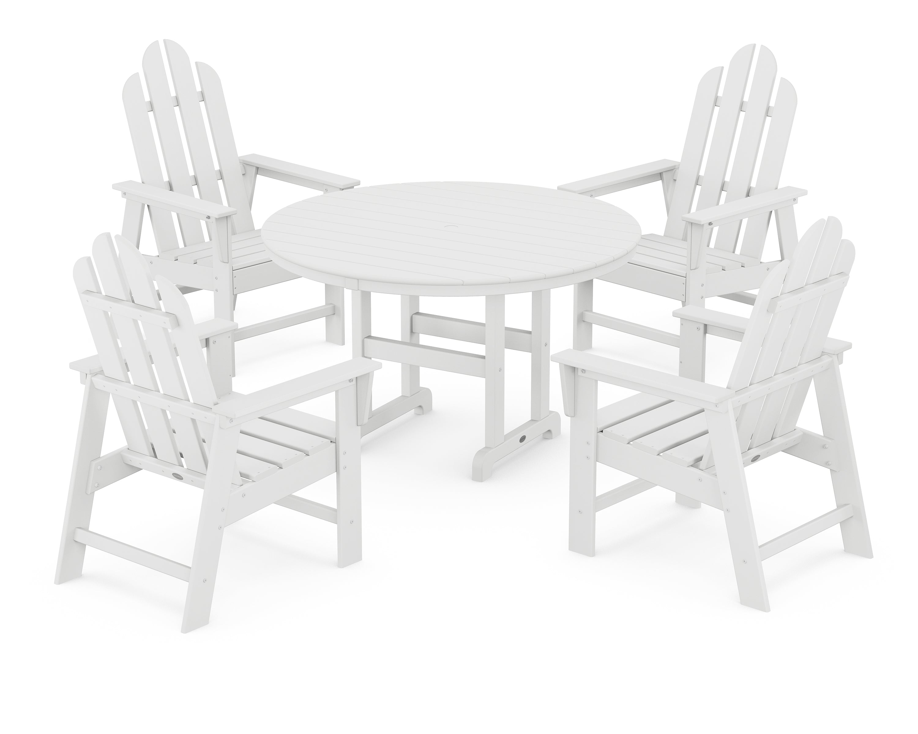 POLYWOOD® Long Island 5-Piece Round Farmhouse Dining Set in White