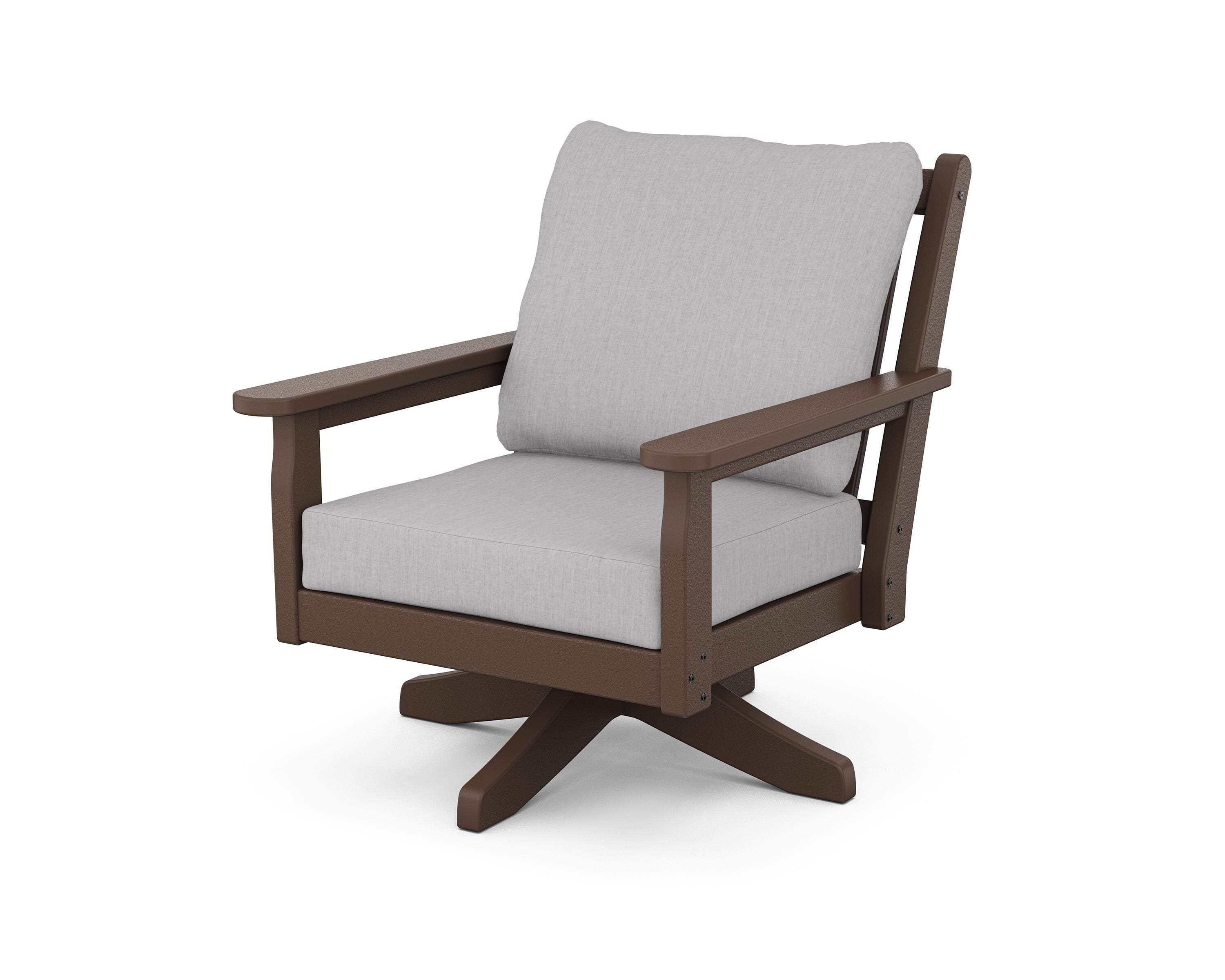 POLYWOOD Chippendale Deep Seating Swivel Chair in Mahogany / Granite