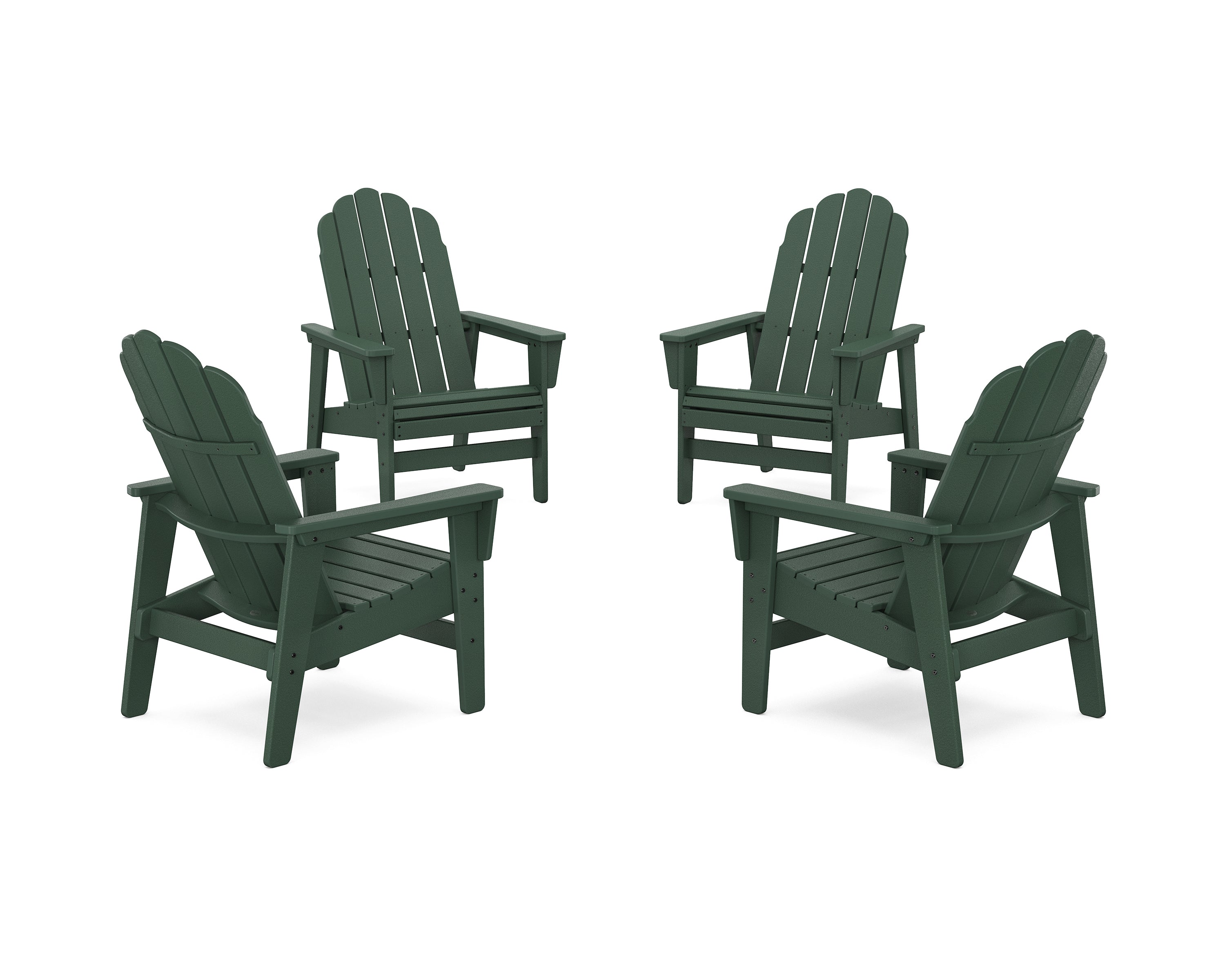 POLYWOOD 4-Piece Vineyard Grand Upright Adirondack Chair Conversation Set in Green