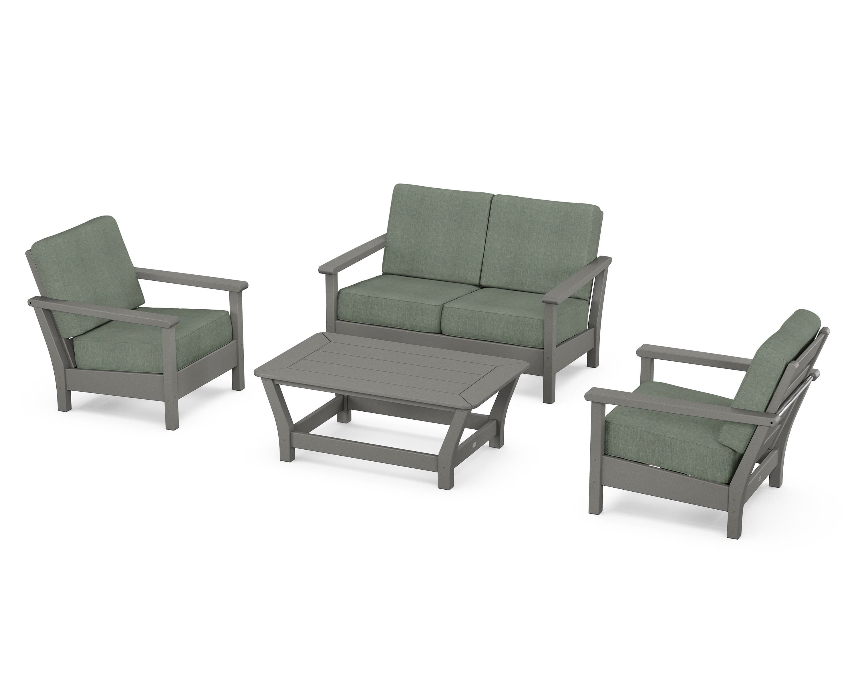 POLYWOOD Harbour 4-Piece Deep Seating Set in Slate Grey / Cast Sage