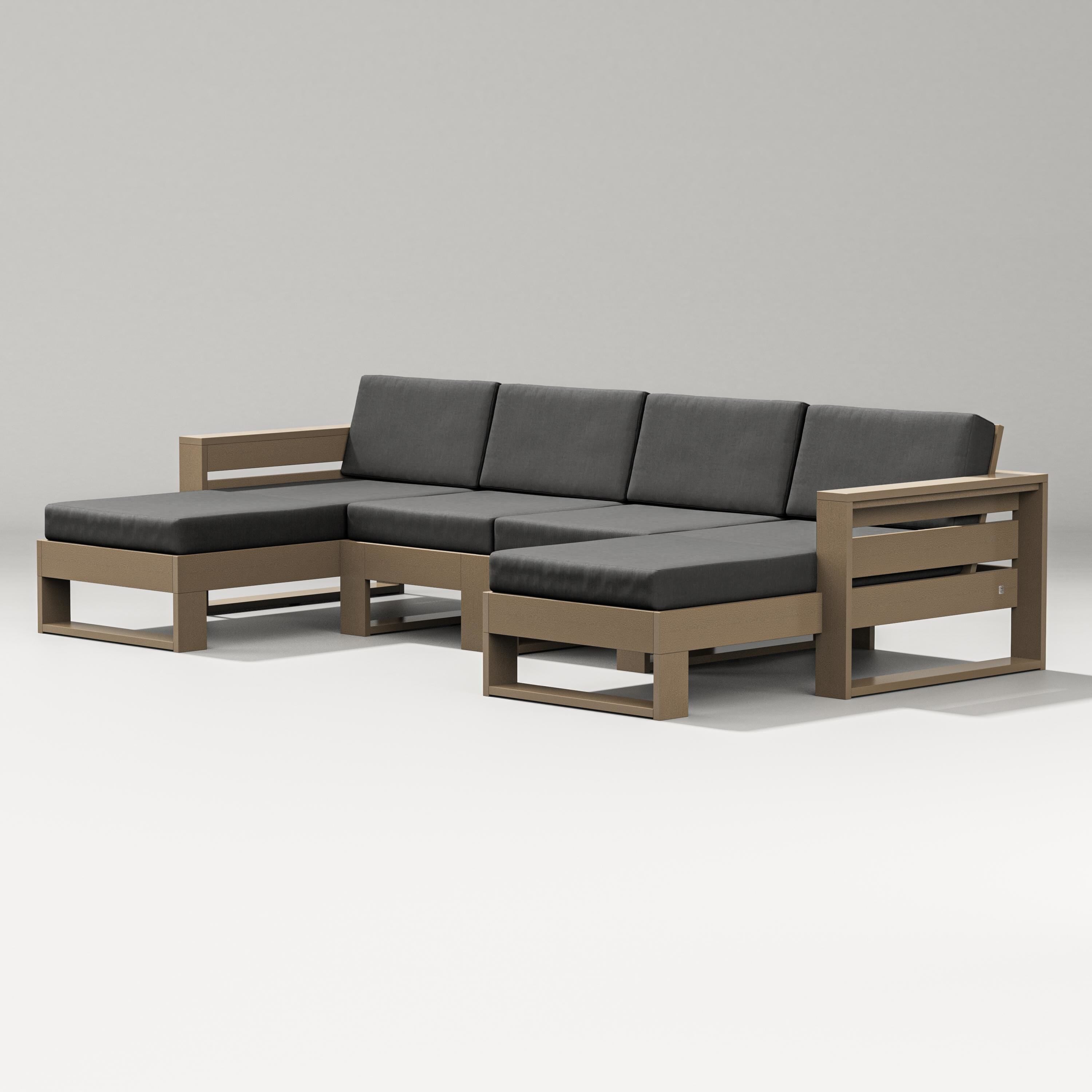 PW Designer Series Latitude Double Chaise Sectional in Vintage Sahara / Spectrum Carbon