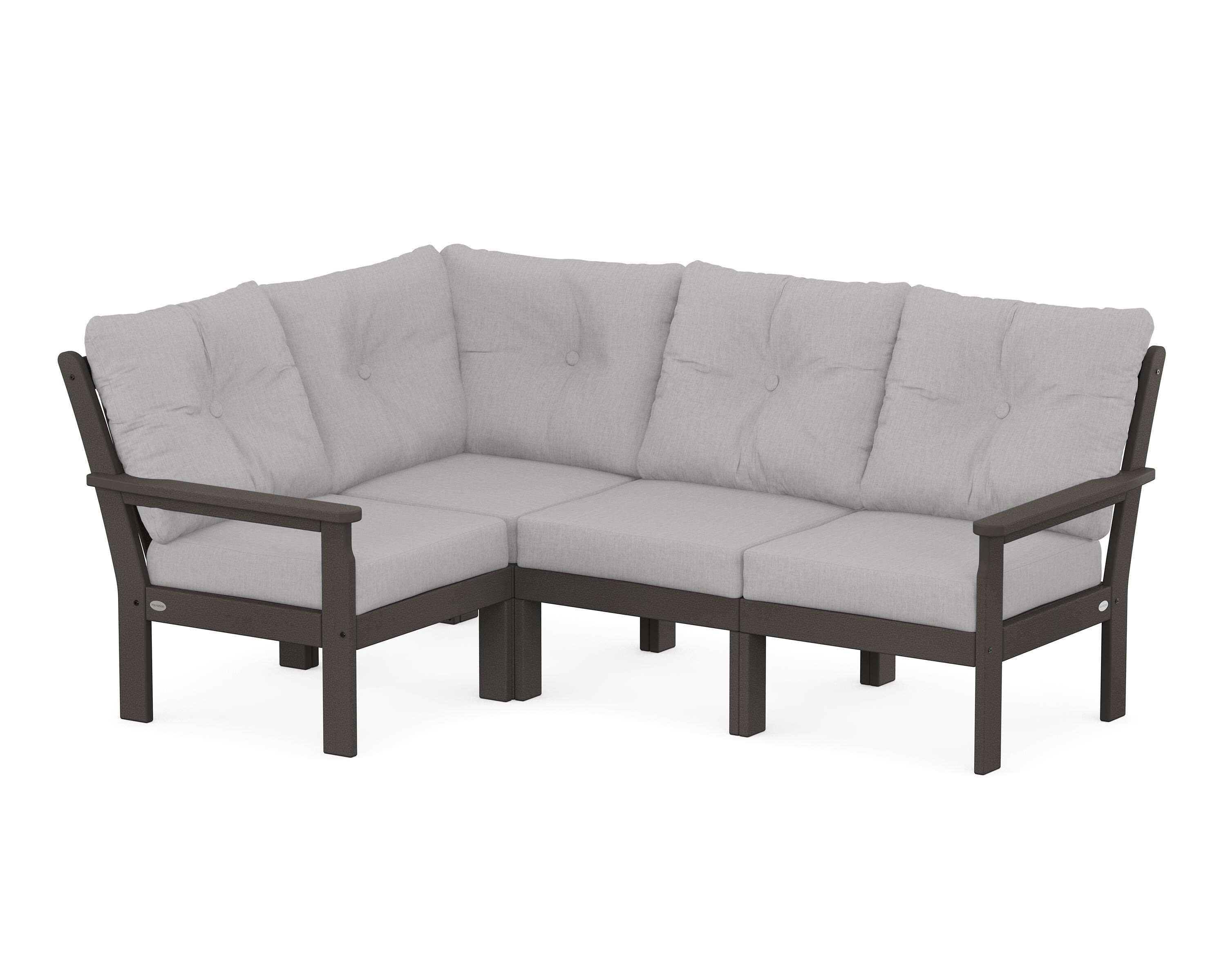 POLYWOOD Vineyard 4-Piece Sectional in Vintage Coffee / Granite