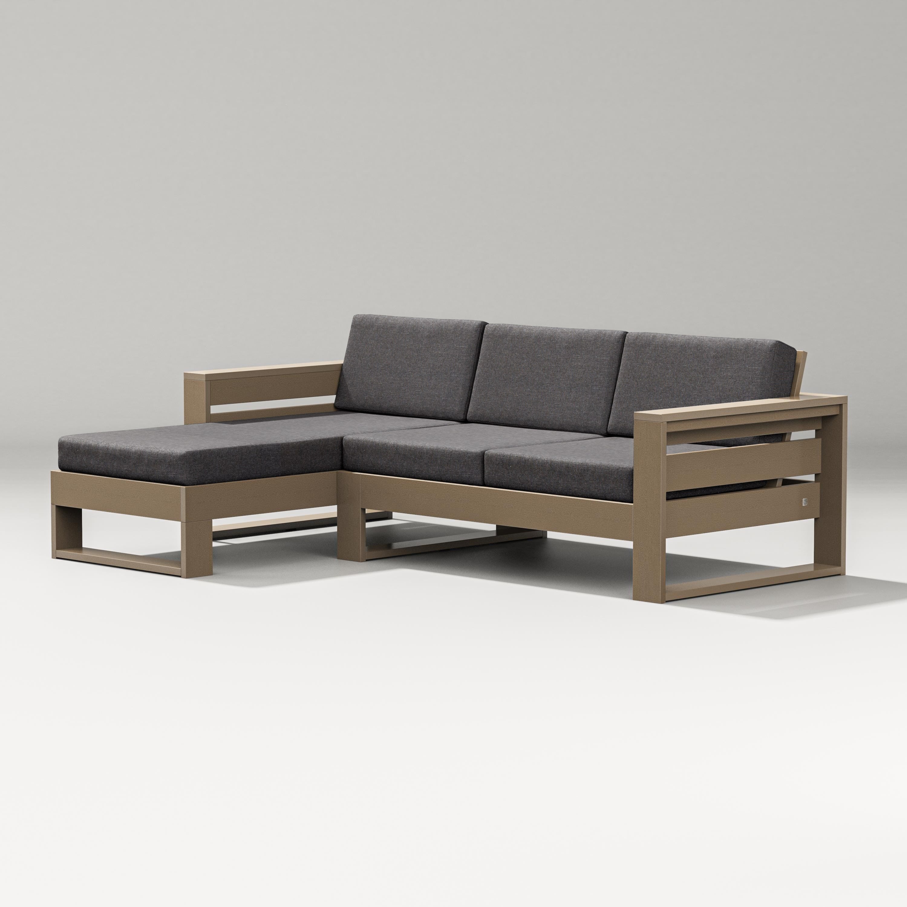 PW Designer Series Latitude Left Chaise Sectional in Vintage Sahara / Ash Charcoal