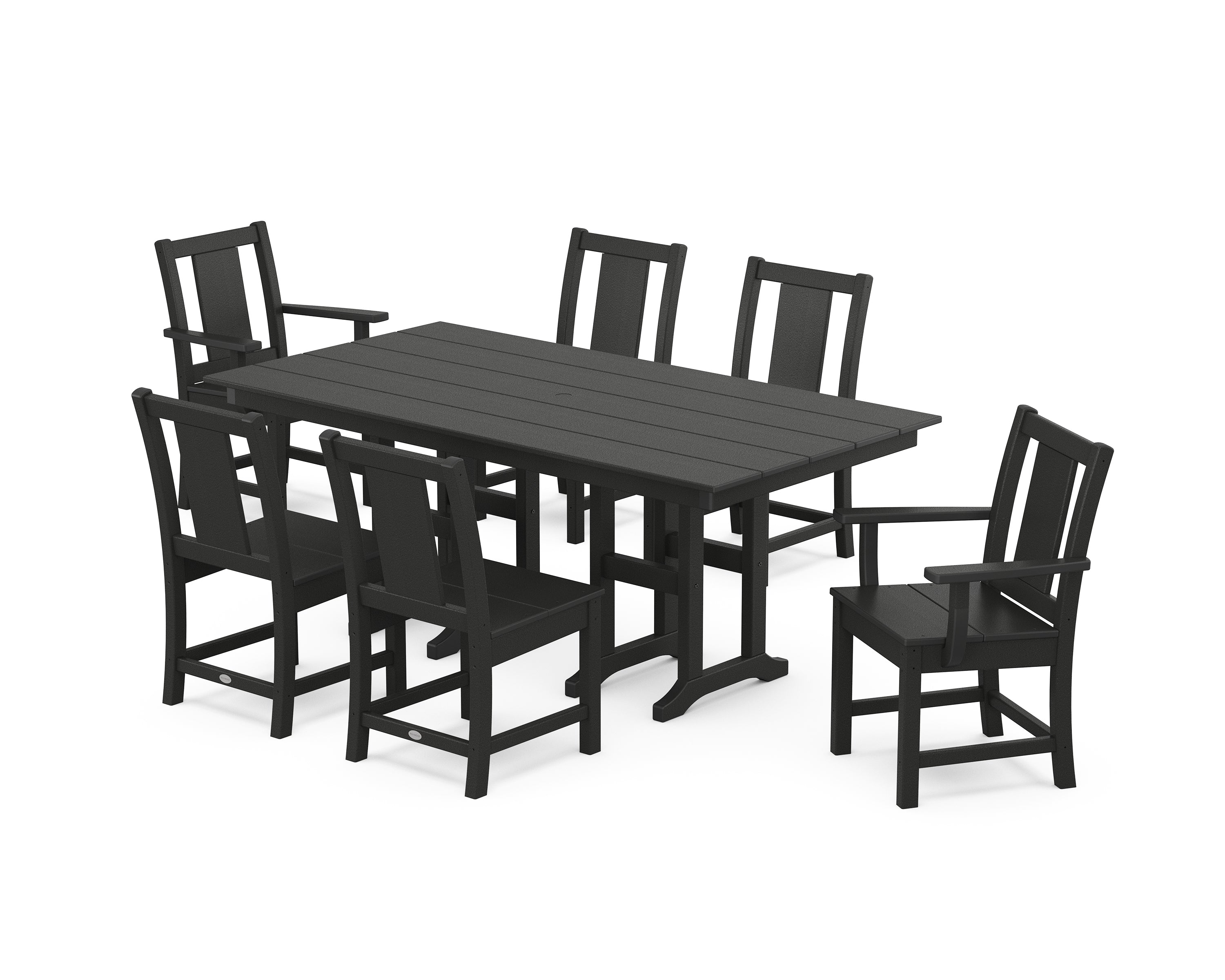 POLYWOOD Prairie 7-Piece Farmhouse Dining Set in Black
