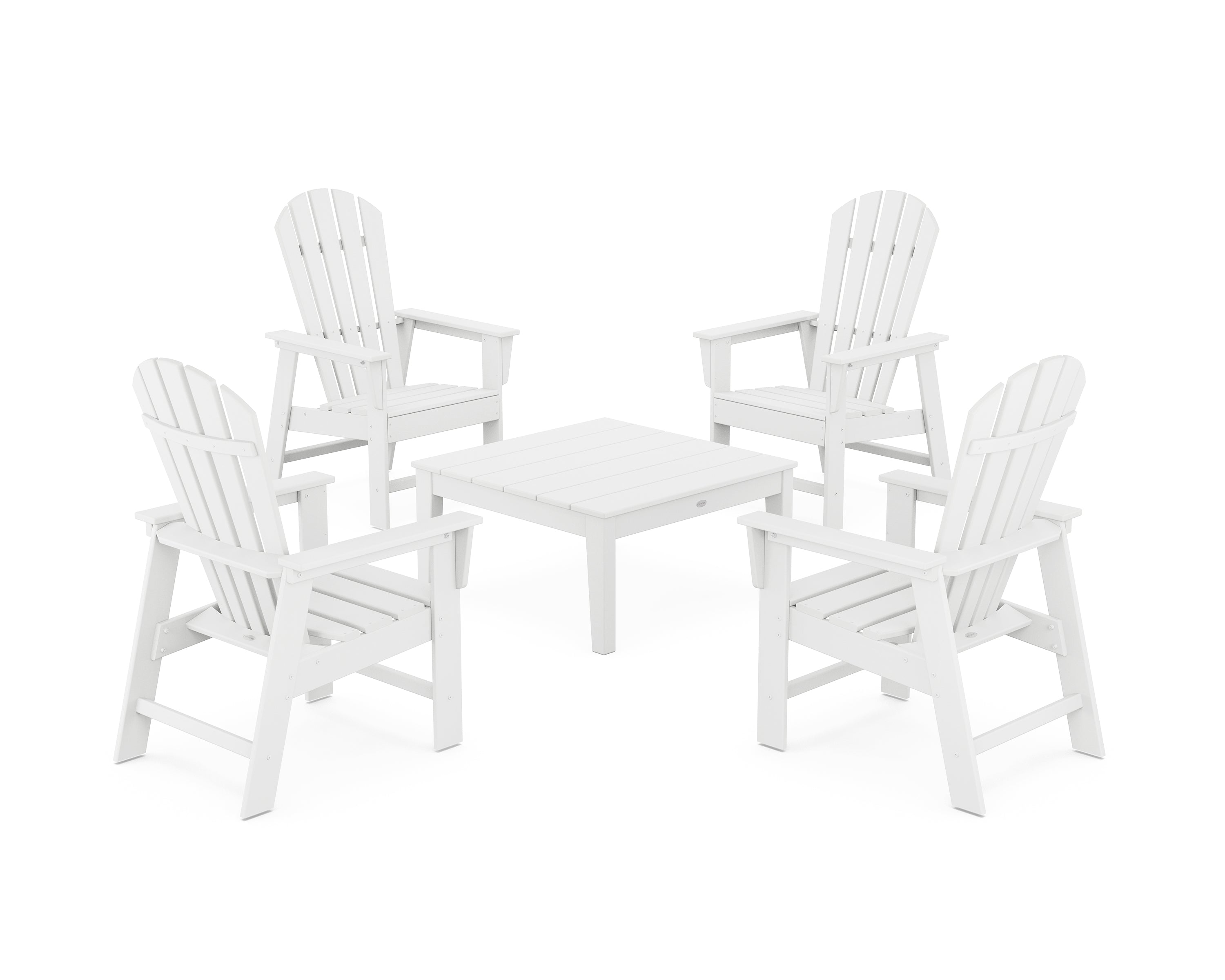 POLYWOOD 5-Piece South Beach Casual Chair Conversation Set with 36" Conversation Table in White