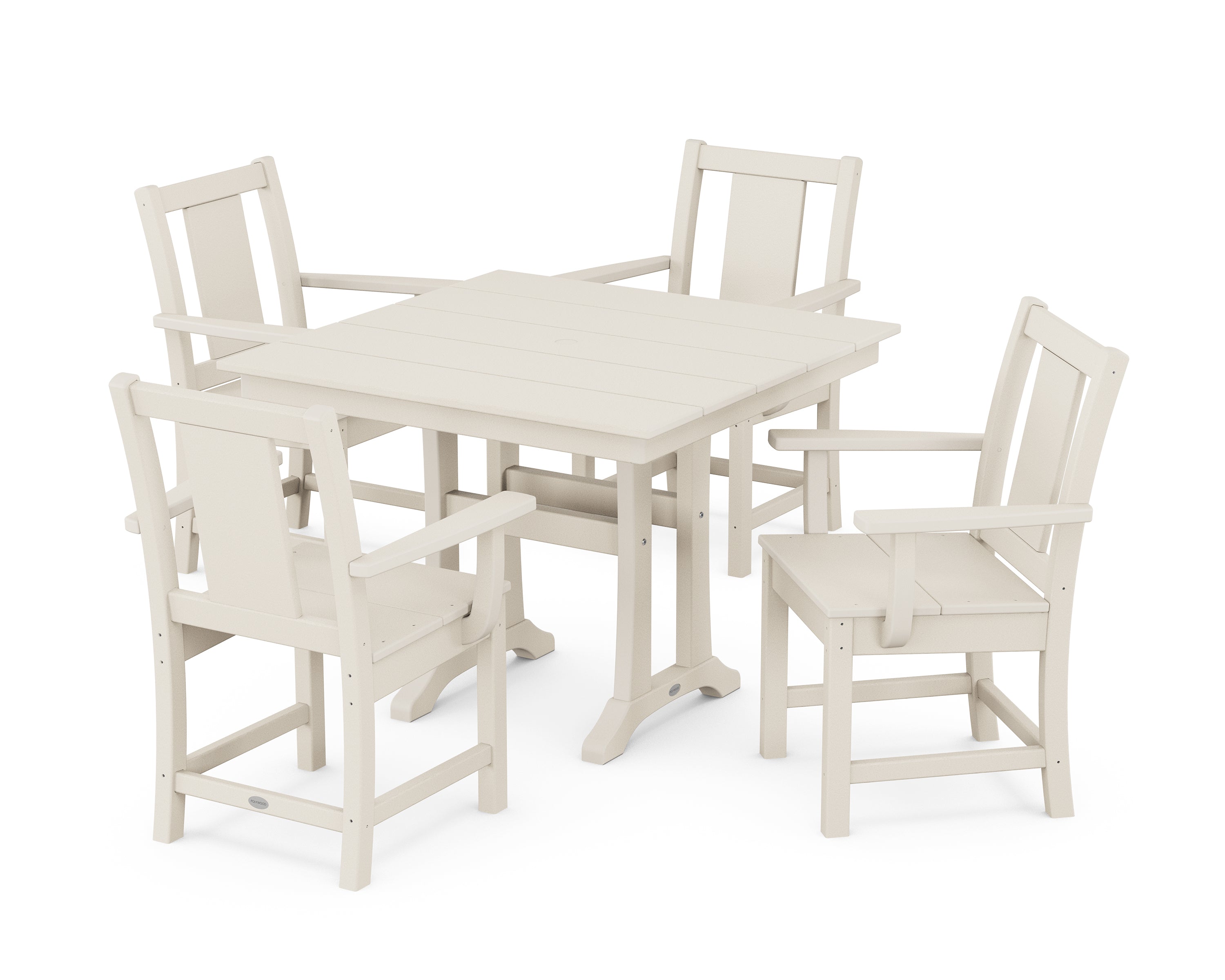 POLYWOOD Prairie 5-Piece Farmhouse Dining Set with Trestle Legs in Sand
