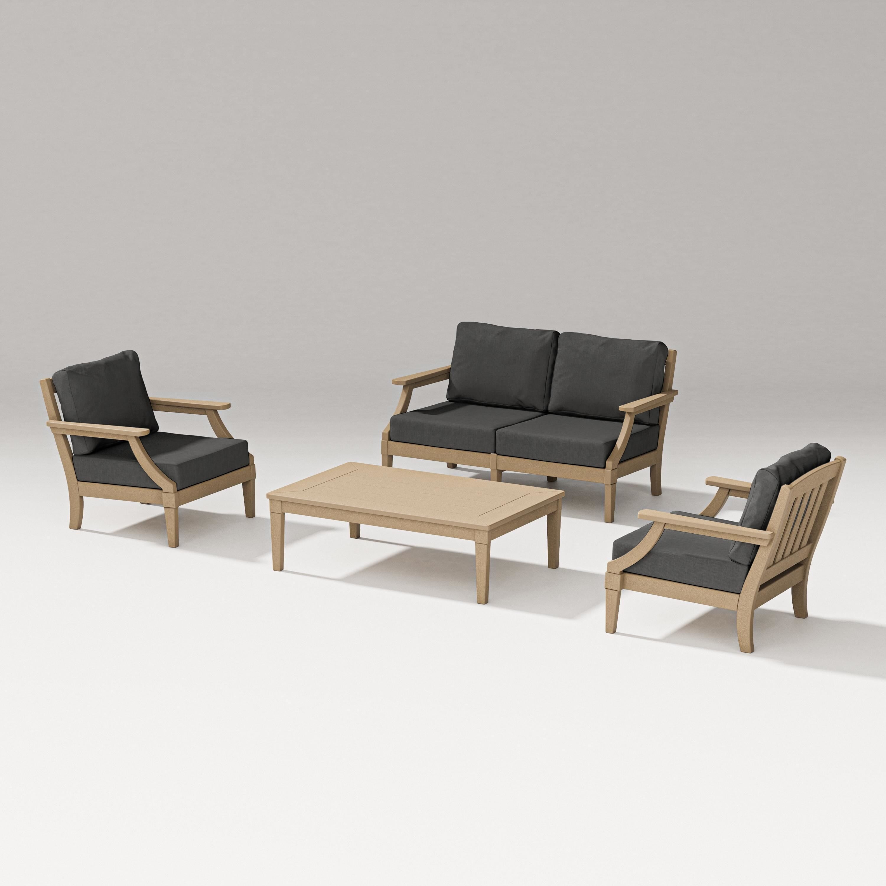 PW Designer Series Estate Lounge 4-Piece Loveseat Set in Vintage Sahara / Spectrum Carbon